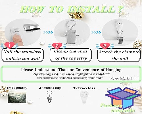 Miniatura 5 de QGHOT Tapiz de paisaje, bosque brumoso y montaña brumosa, arte de pared, acuarela, naturaleza, tapiz de pared para sala de estar, dormitorio,