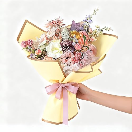 Miniatura 5 de NESCCI Papel de regalo de flores de 20 hojas, papel de regalo de ramo floral impermeable, suministros de floristería, papel de embalaje para boda,