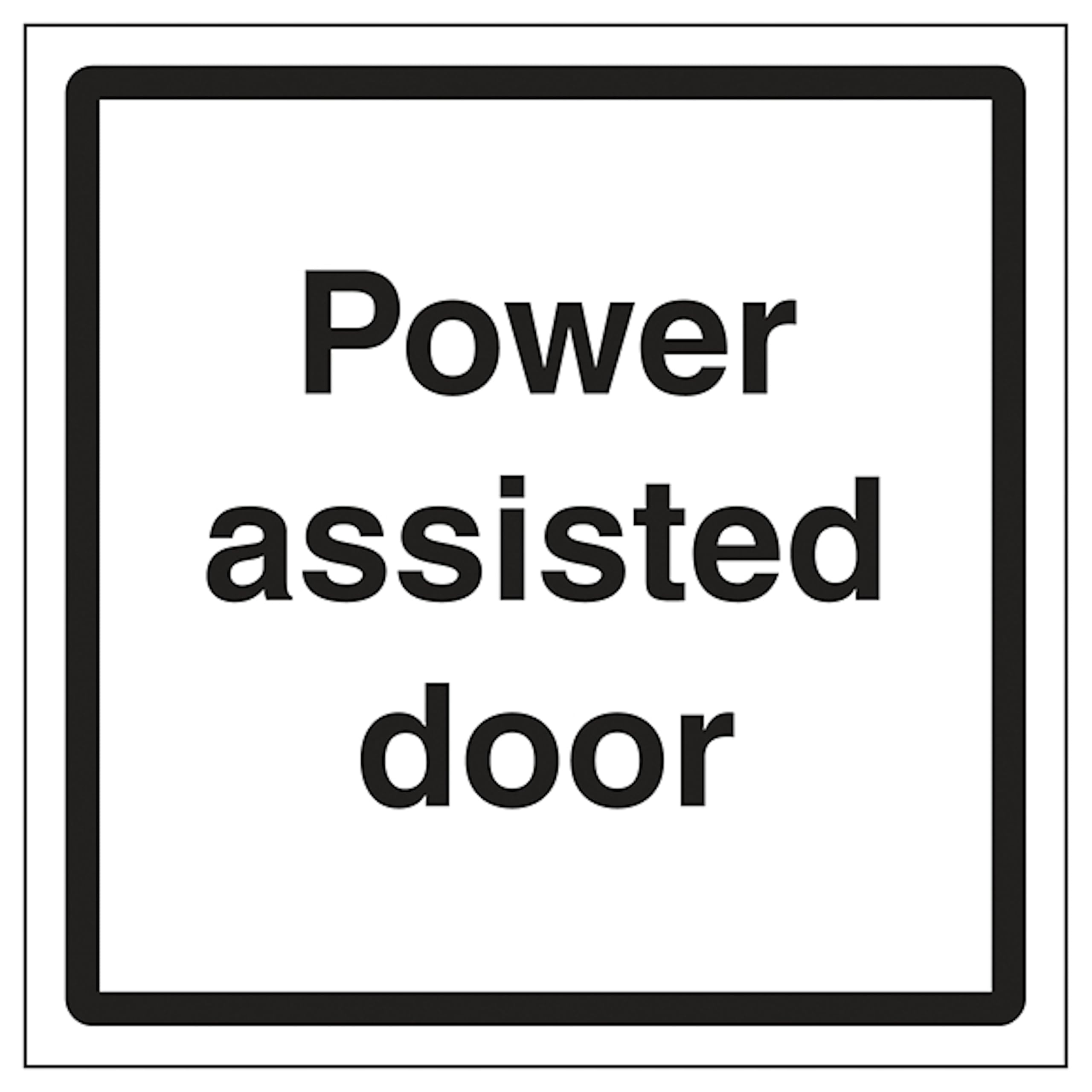 V Safety Power Assisted Door 150 x 150 mm - Glow In The Dark 1mm Rigid Plastic Safety Sign