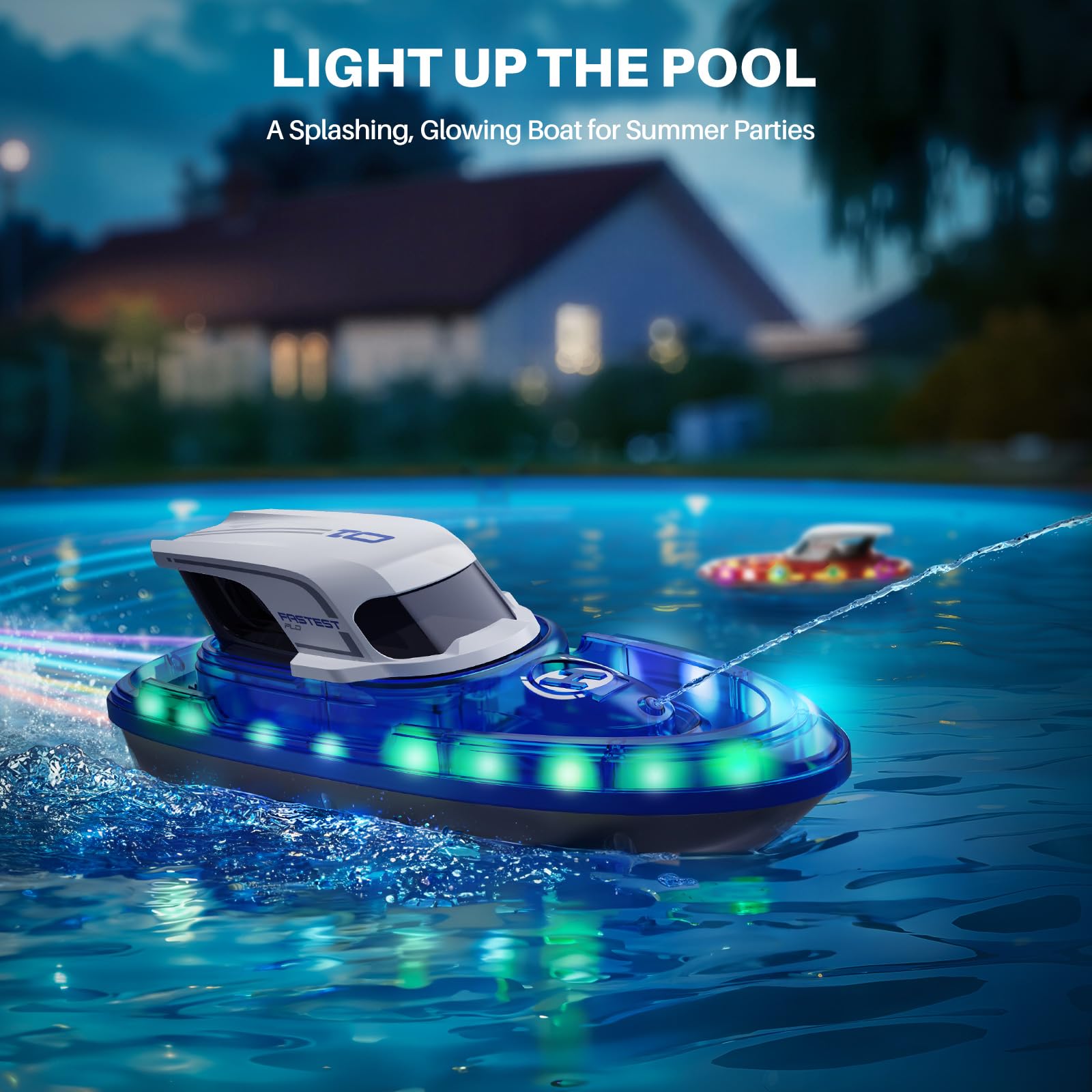 SYMA Juego de 2 botes teledirigidos para niños de 8 a 12 años, barcos de carreras RC con LED y spray de agua, 20 min por barco, 40 min en total, juguete para piscina y lago, regalo para niños y niñas