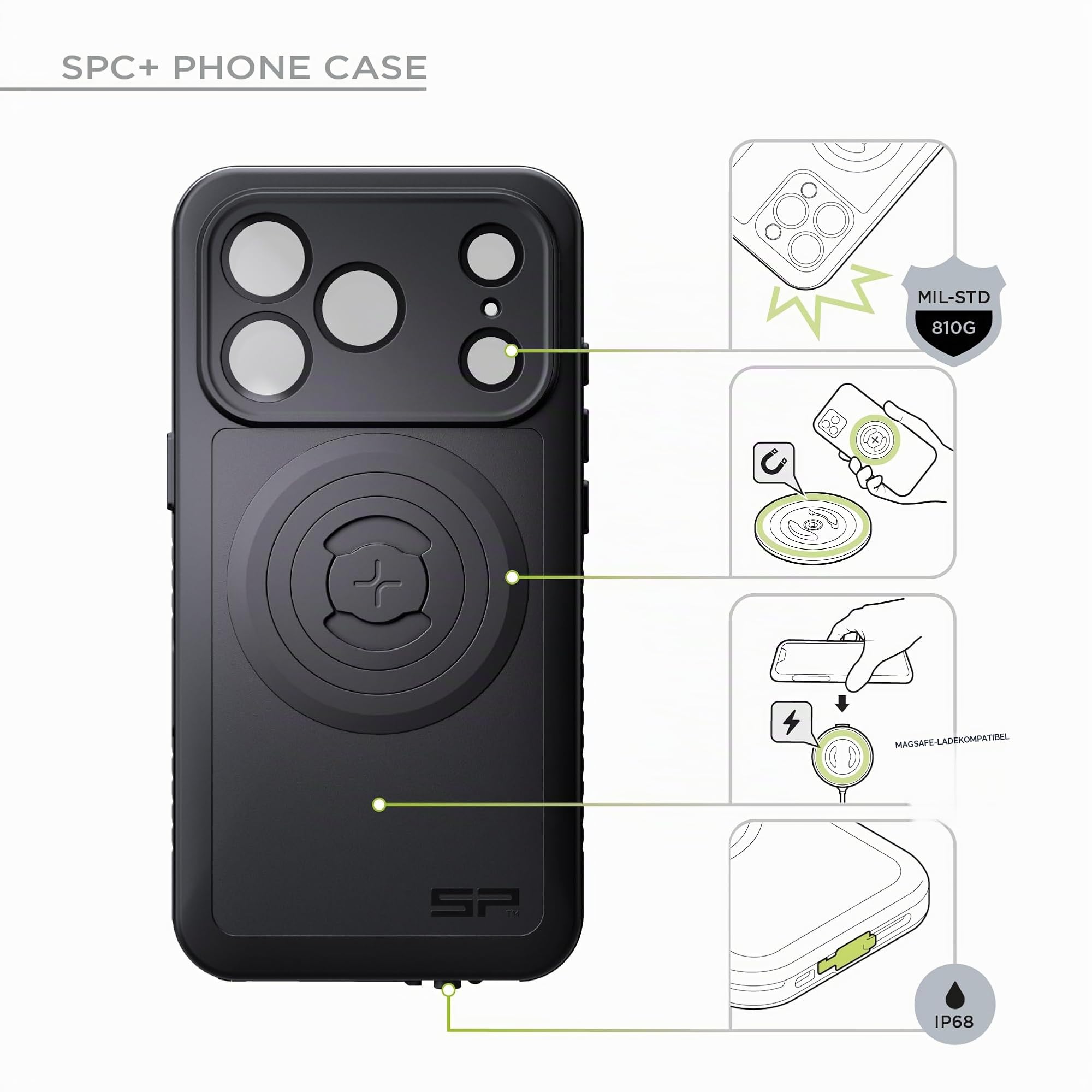 SP CONNECT Moto Bundle Xtreme | SPC+ | Halterung kompatibel mit iPhone 15 Pro | Handyhalterung für Motorrad | Handyhalter Smartphone | Zubehör für Motorroller