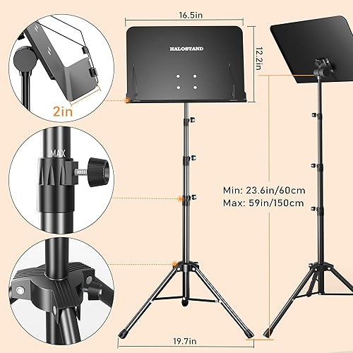 Miniatura 3 de Soporte de partituras 5 en 1 de doble uso y soporte para libros de escritorio, soporte de música plegable con bolsa de transporte portátil, carpeta