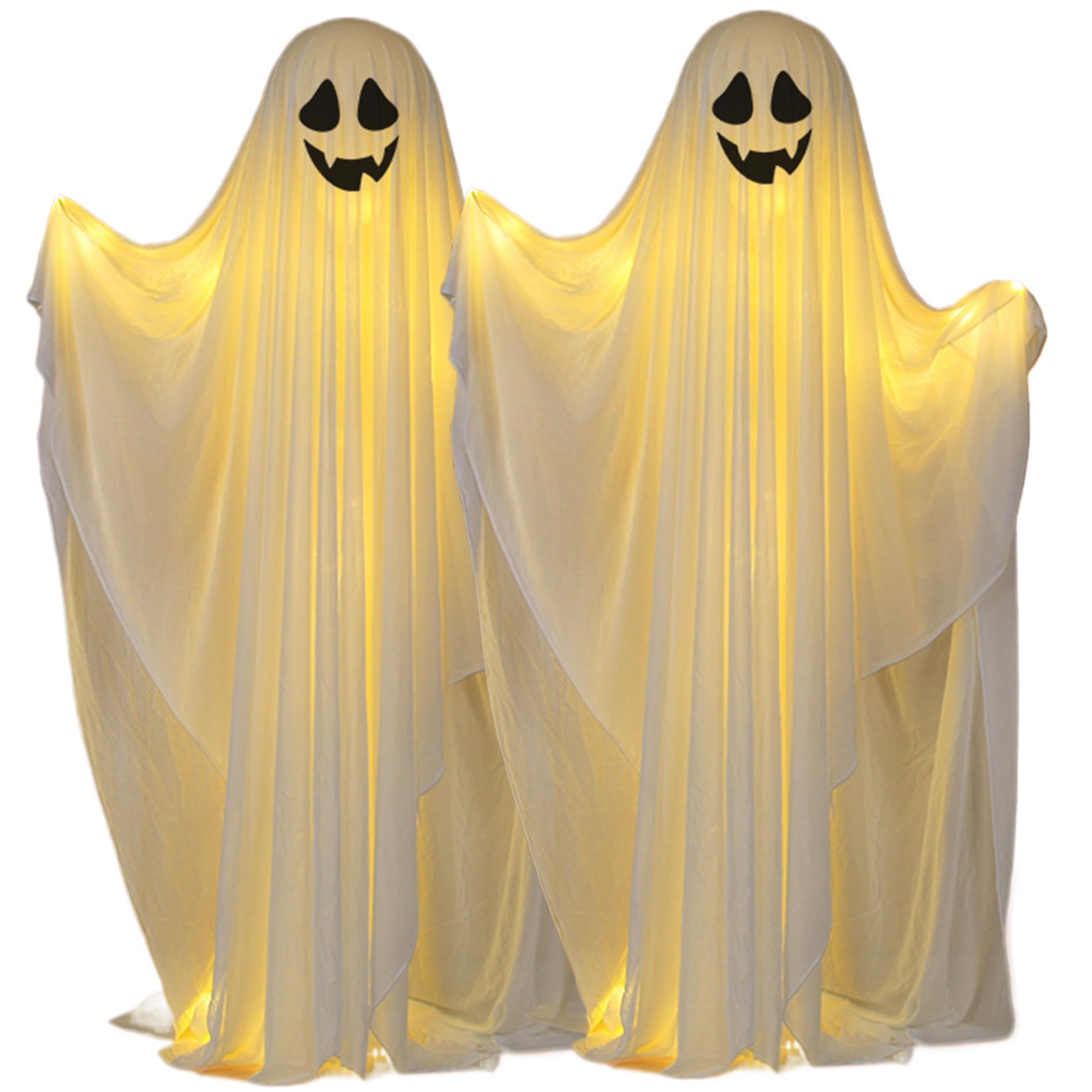 Fantasma espeluznante con altura ajustable y luces de pie para Halloween (2 unidades)