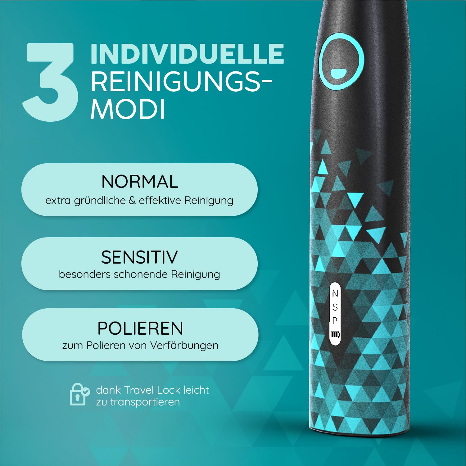 happybrush Cepillo de dientes sónico Eco Vibe 3 – Ganador de pruebas 2024 – 100 días – Cepillo de dientes eléctrico con batería de 6 semanas – Cepillos de dientes ultrasónicos – Negro/Menta
