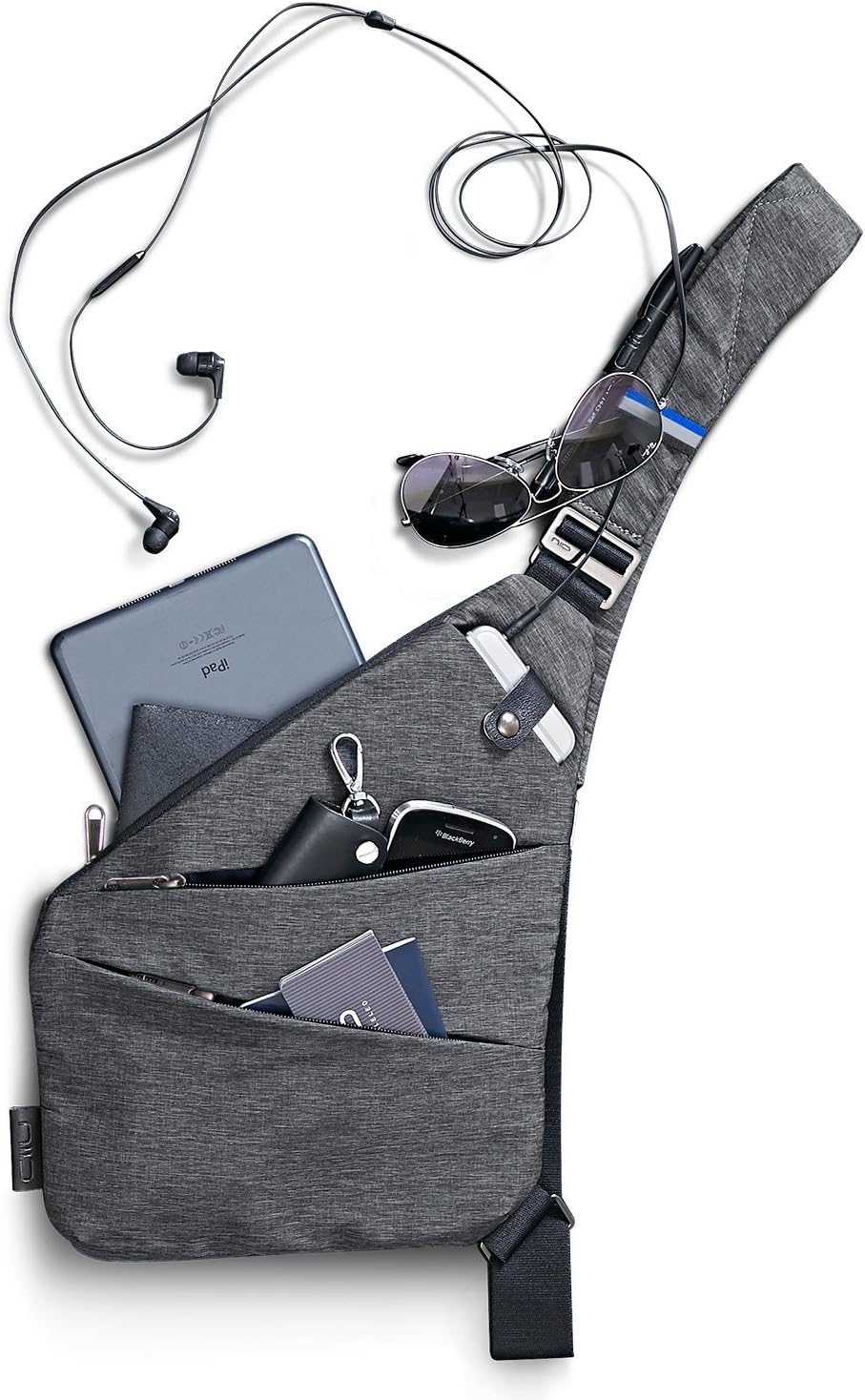 NIID-FINO Chest Bag Multipurpose Slim Backpack Waterproof Sling Shoulder Crossbody Bag Fits Right or Left Handed