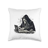 Web Witch Inc Coding Skeleton Gothic Web Developer Programmer Throw Pillow, 16x16, Multicolor