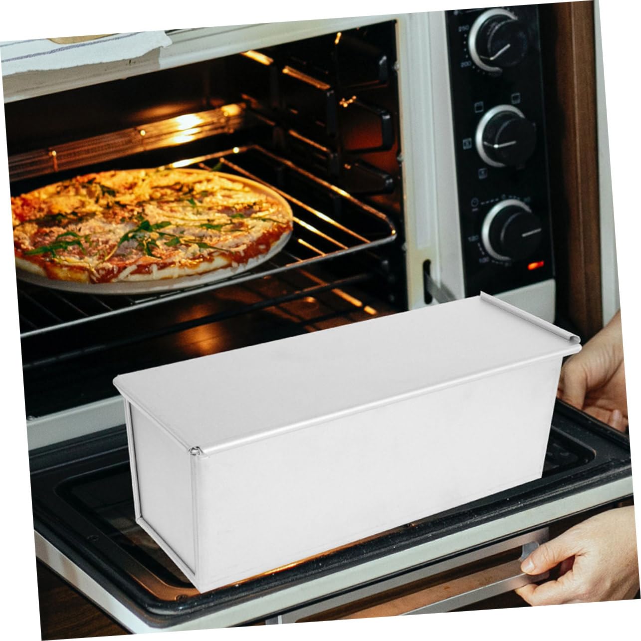 Molde para Pan Lactal con Tapa Deslizante 900g Antiadherente de Acero para Hornear Pan Casero y Tostadas en Horno Utensilio para Cocina Familiar Molde para Hornear