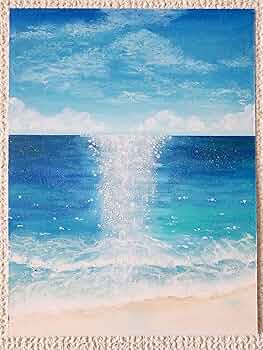 眺める海の景色 パステル画 原画 風景画 海 海の絵 夏 アート パステル画 海景色 オイルパステル