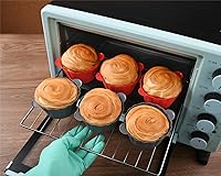 Vista 7 de 12 Pack Reusable Non-stick Large Silicone Baking Cups, 3.54 Inch Jumbo Silicone Cupcake Liners, Cake Molds with Handles, Large Muffin cups, Red and