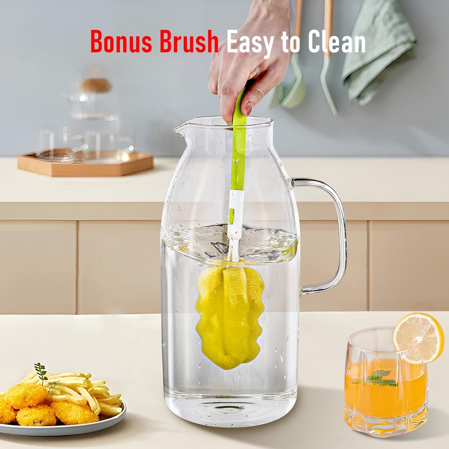 Glass Pitcher, veecom 105 Oz Large Glass Water Pitcher with Handle and Lid, Pitchers for Drinks, Iced Tea Pitcher for Fridge, Lemonade Juice Jugs - Image 7