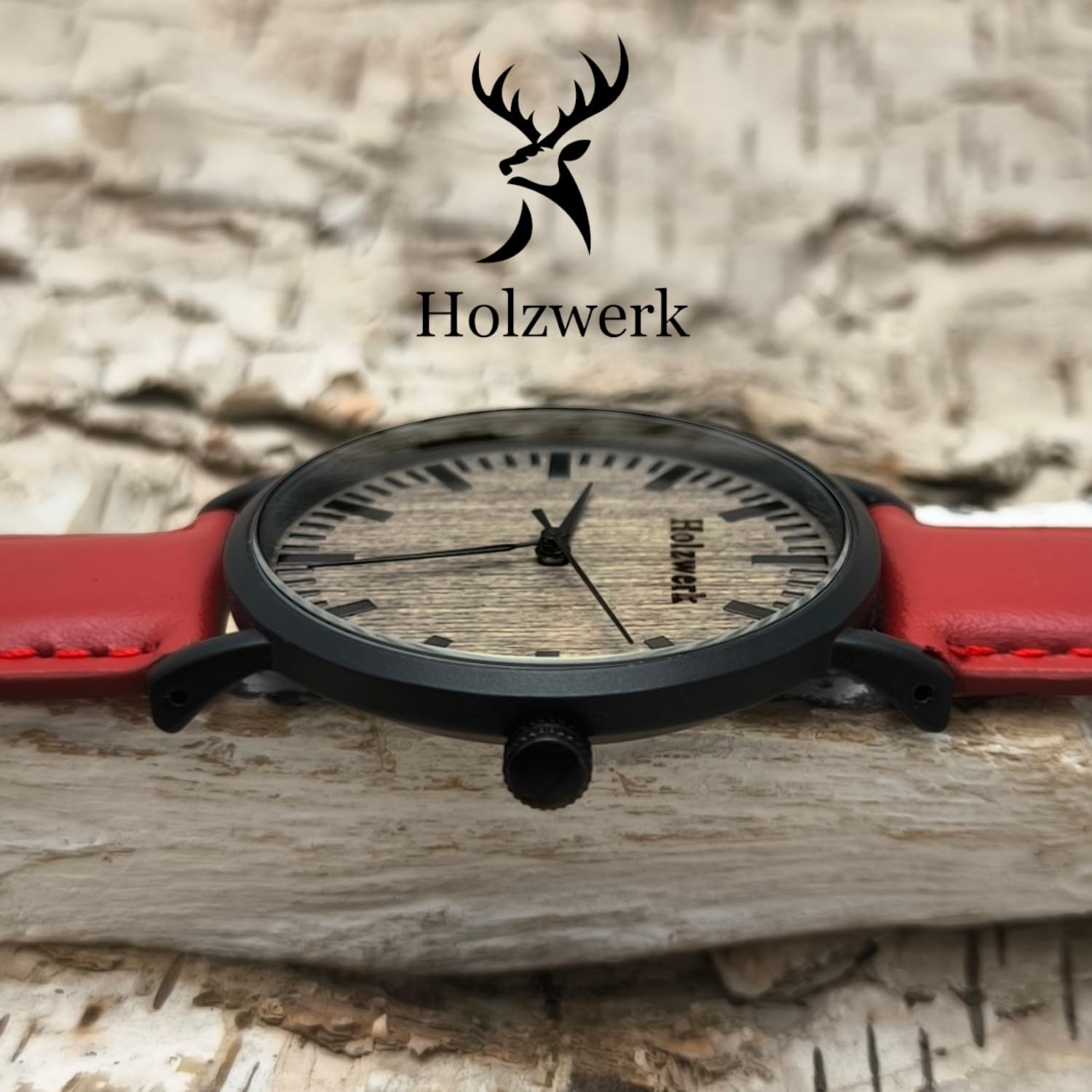 Holzwerk Germany Ręcznie wykonany płaski designerski zegarek unisex męski zegarek damski zegarek ekologiczny naturalny drewniany zegarek analogowy klasyczny zegarek kwarcowy czerwony brązowy czarny