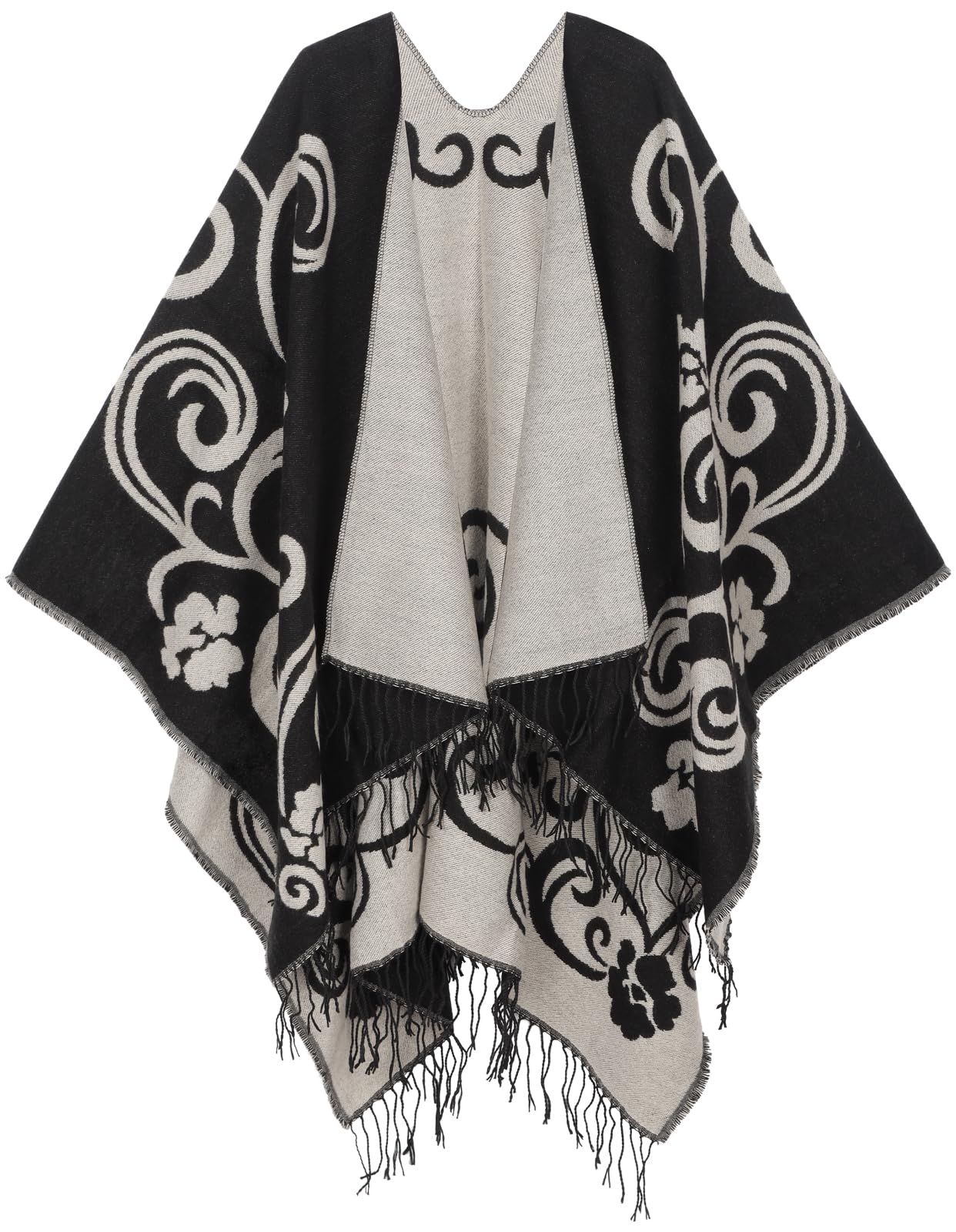 Women's Shawl Wraps Open Front Poncho Cape Oversized Sweaters Casual Cardigan Shawls for Fall Winter