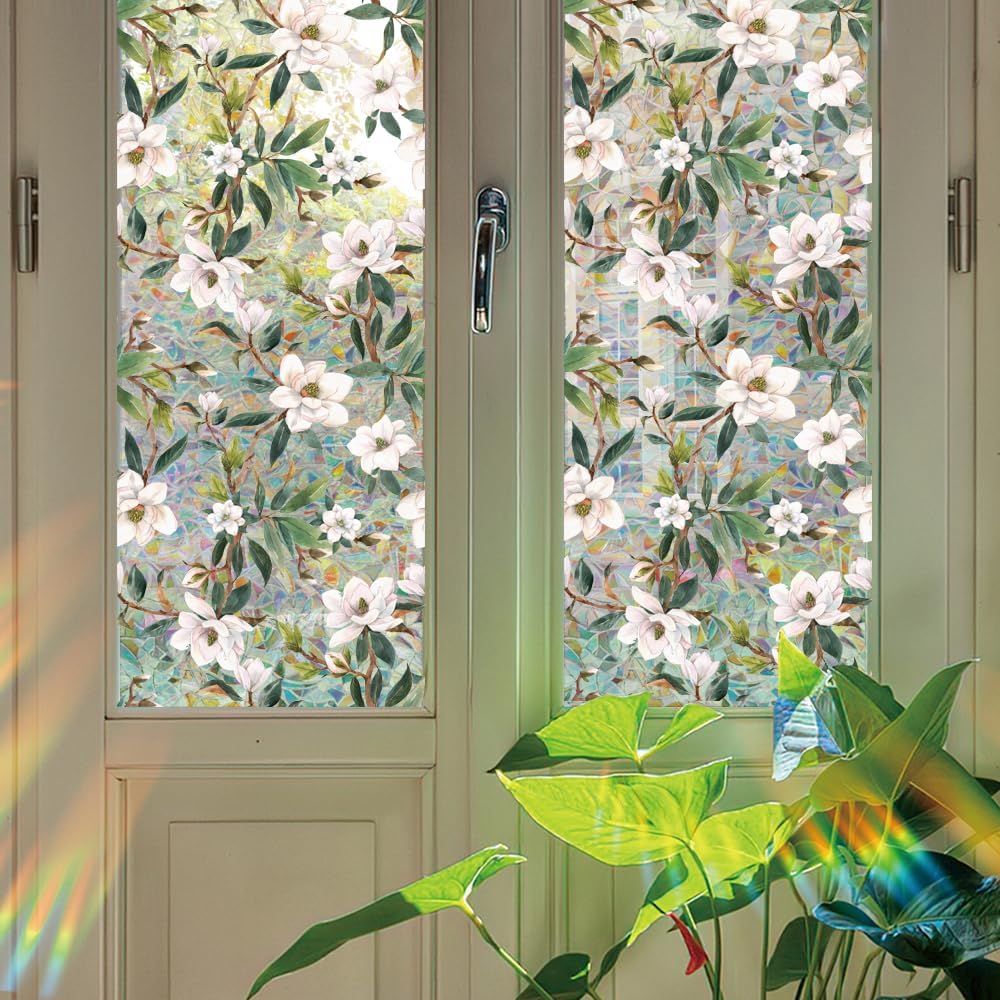 Generic Privacy Window Films Frosted Stained Glass Decals,Non-Adhesive UV Proof Static Cling Removable Colorful Sticker for Bath Bedroom Office Window Décor, 43x200cm, Us-xcbl005