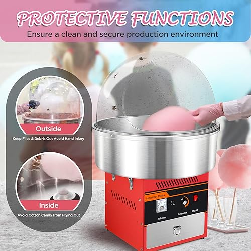 Miniatura 4 de 20 pulgadas comercial algodón caramelo máquina cubierta burbuja escudo cubierta cubierta cubierta cúpula para el dispositivo fabricante de hilo de