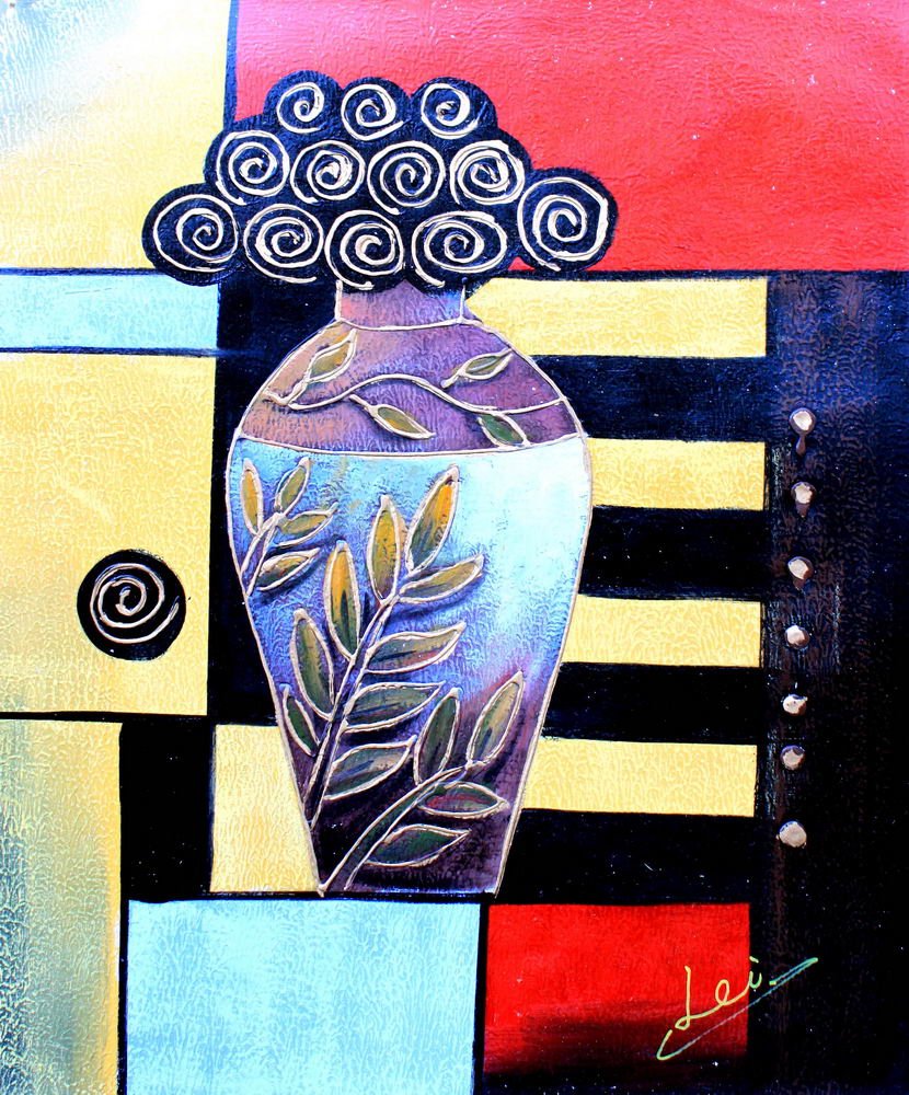 Modern Abstract Impression Art Deco Handmade Oil Painting on Canvas Hand Signed with Certificate of Authenticity Size 20