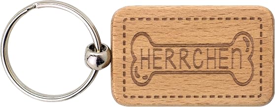 Keyring with Engraving on Both Sides · Wooden Keyring · Gift for Dog Owners · Small Gifts for Cat Lovers, Man, S, Wooden_animal-themed