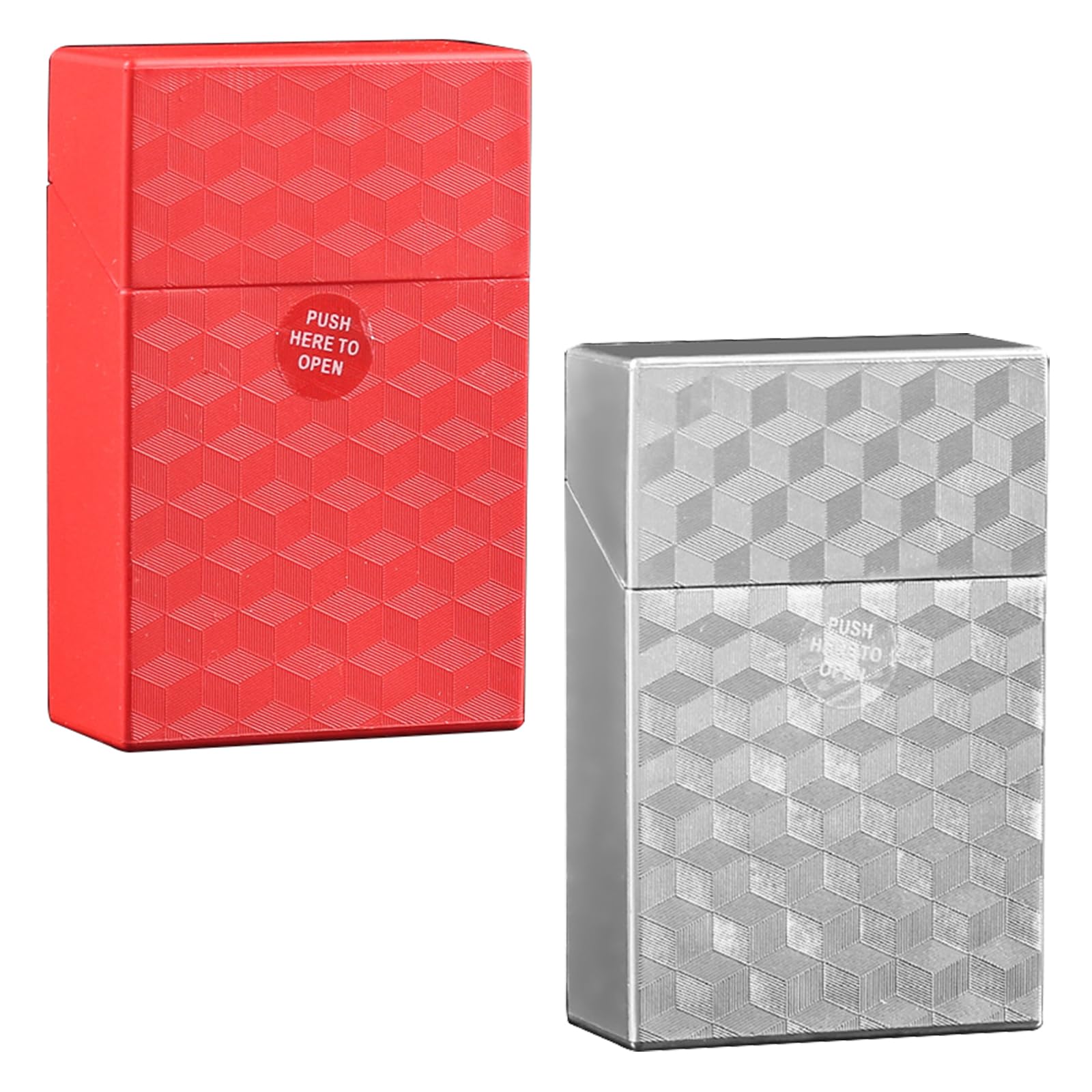 Lorxilar 2 Pack Plastic Cigarette Case Holder for Men And Women Flip Closure Cigarette Cases for 20 Cigarettes,One Size,G