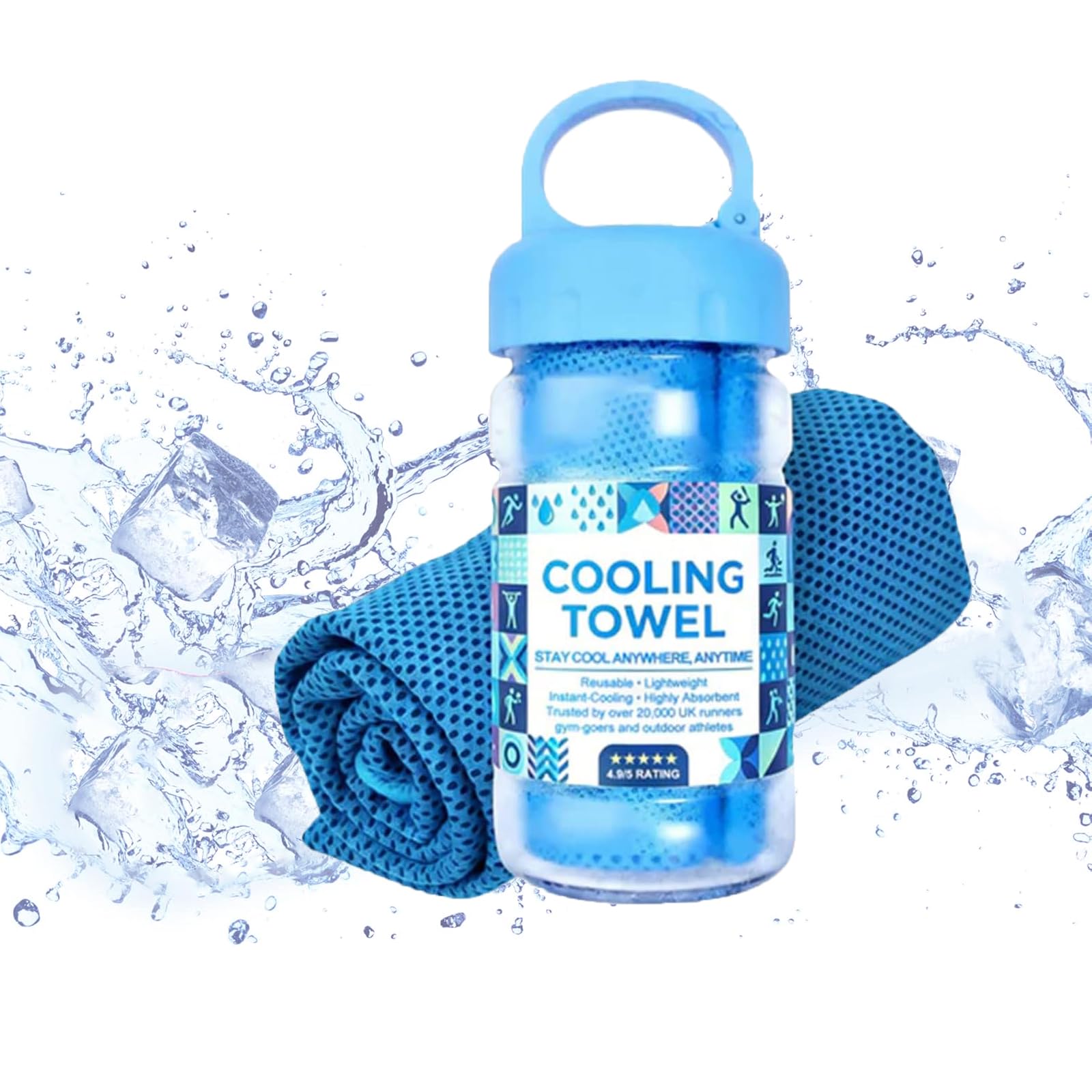Cooling Towel, Ice Cool Microfibre Towel for Neck, Stay Cool Ice Towel Sports Cooling Towels For Hot Weather, Soft Breathable & Fast Drying Cooling Cloth, for Gym Workout, Hiking (Blue)