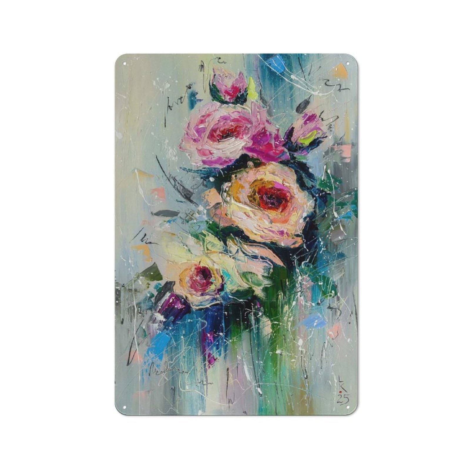 Junmoney Style-16 Floral Serenade Rustic Metal Sign 30X20cm For Garden Room Or Summerhouse, For Themed Interiors In Garden Rooms And Summerhouses