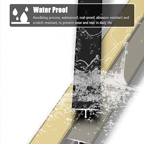 Miniatura 3 de Tira de transición de piso para huecos, tira de transición de alfombra a azulejos, desigual, extra ancha de 1.0 in, borde de alfombra de metal con