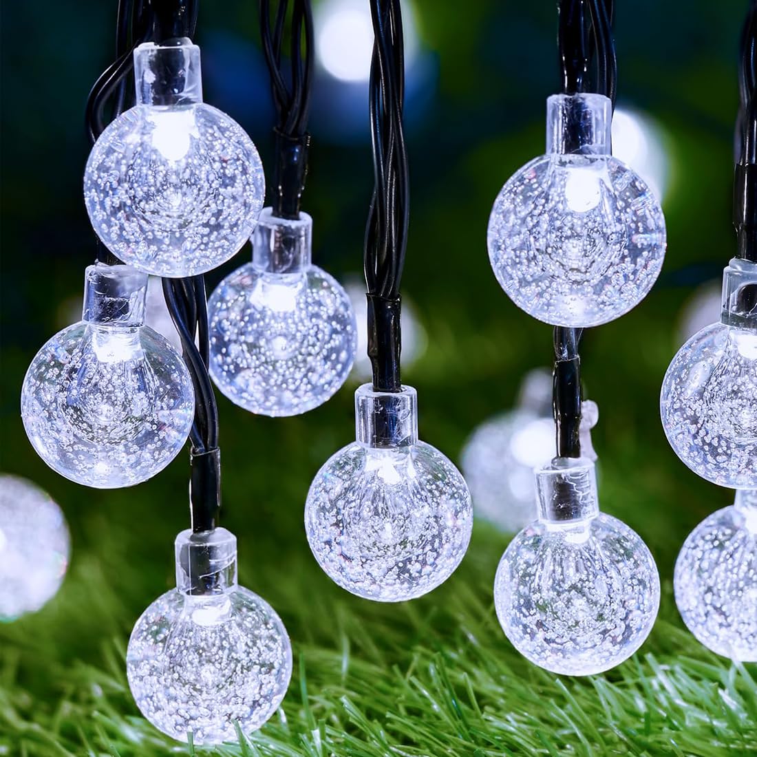 100LED 10M/33FT Solar Lights Outdoor Garden - 8 Modes & 8H Timer Solar String Lights Outside Waterproof for Garden, Patio, Yard, Camping, Wedding(Cold White)