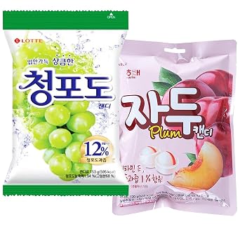 Green Grape & Plum Hard Candy Duo Pack Juicy Fruity Treats, 5.40 oz + 4.59 oz Each Pack
