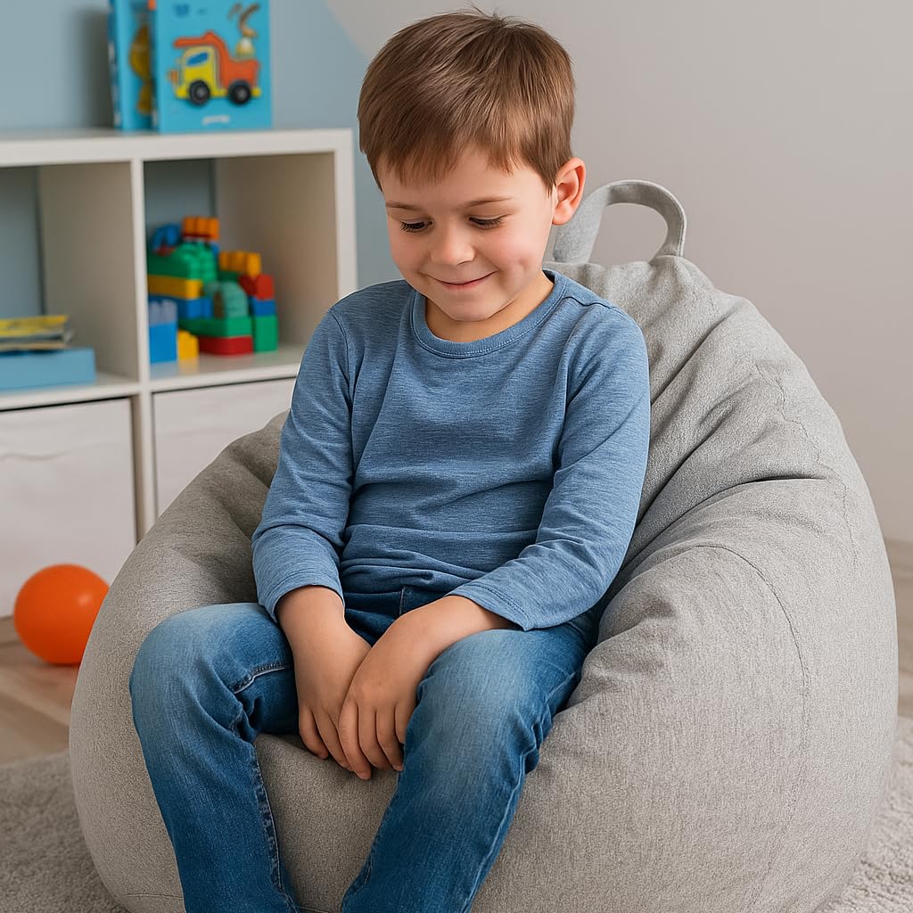 Pouf con imbottitura ecologica, pouf, poltrona relax, cuscino per il pavimento, sacco di fagioli (70 x 80 x 50 cm, 120 L), colore grigio scuro