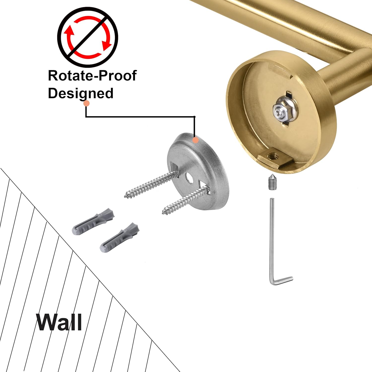 Nolimas Brushed Gold Bath Hand Towel Bar Single Bars Towel Rack Rod Classic Wall Mounted Stainless Steel Bathroom Towel Bar Toilet Kitchen Towel Shelf Single Layer,24inch