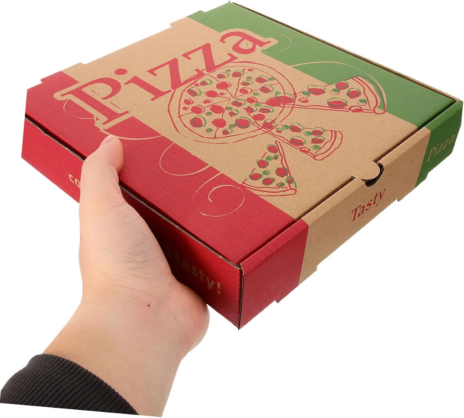 KOMBIUDA 10pcs 7-inch Paper Pizza Boxes Thickened Foldable Cardboard Takeout Pizza Containers for Restaurant Use Portable Food Storage Boxes and Party Packaging