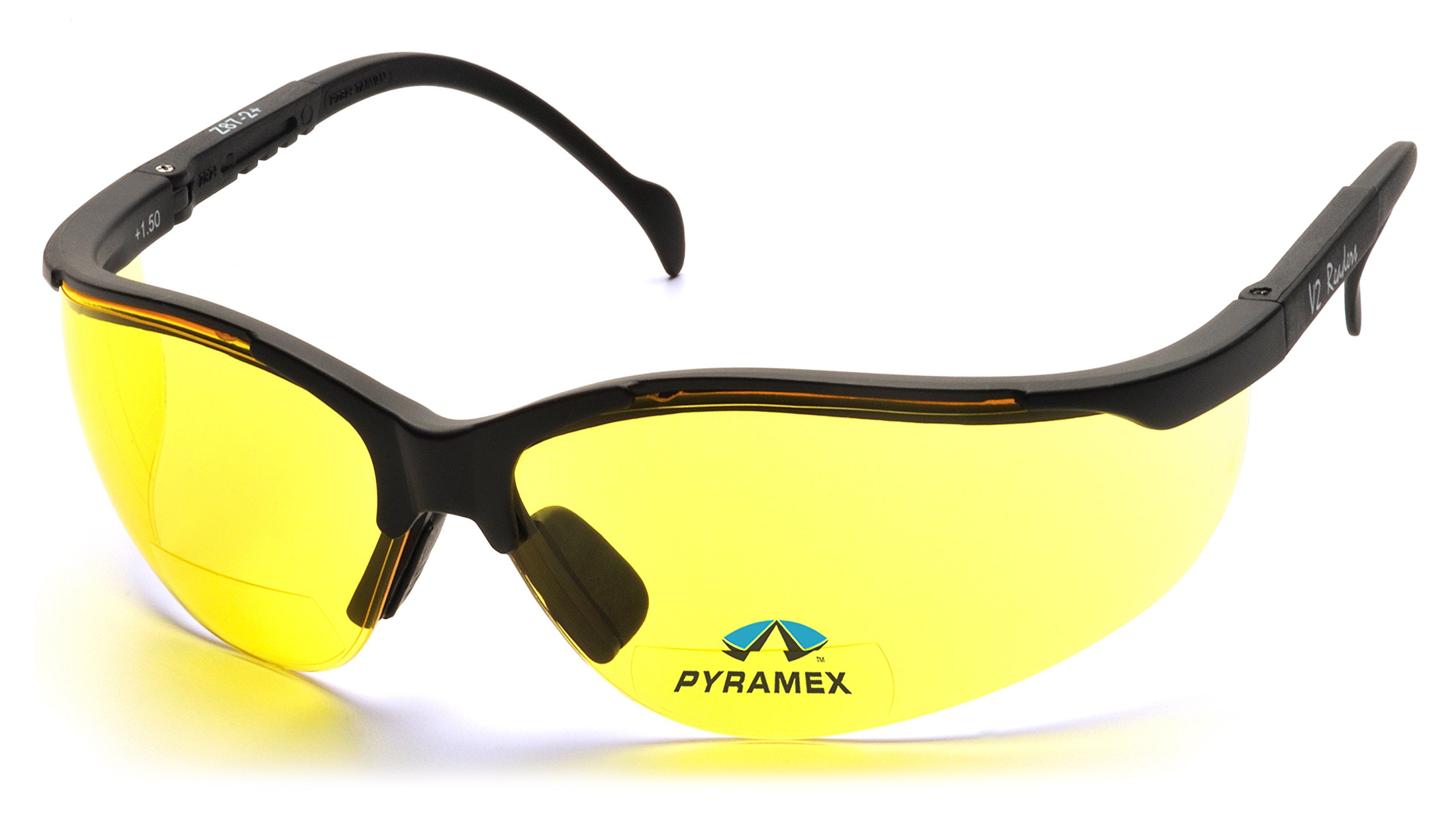 + 1.5 Lens , Black Frame/Amber Lens : Pyramex Safety SB1830R15 Venture II Readers Black Frame with Amber + 1.5 Lens