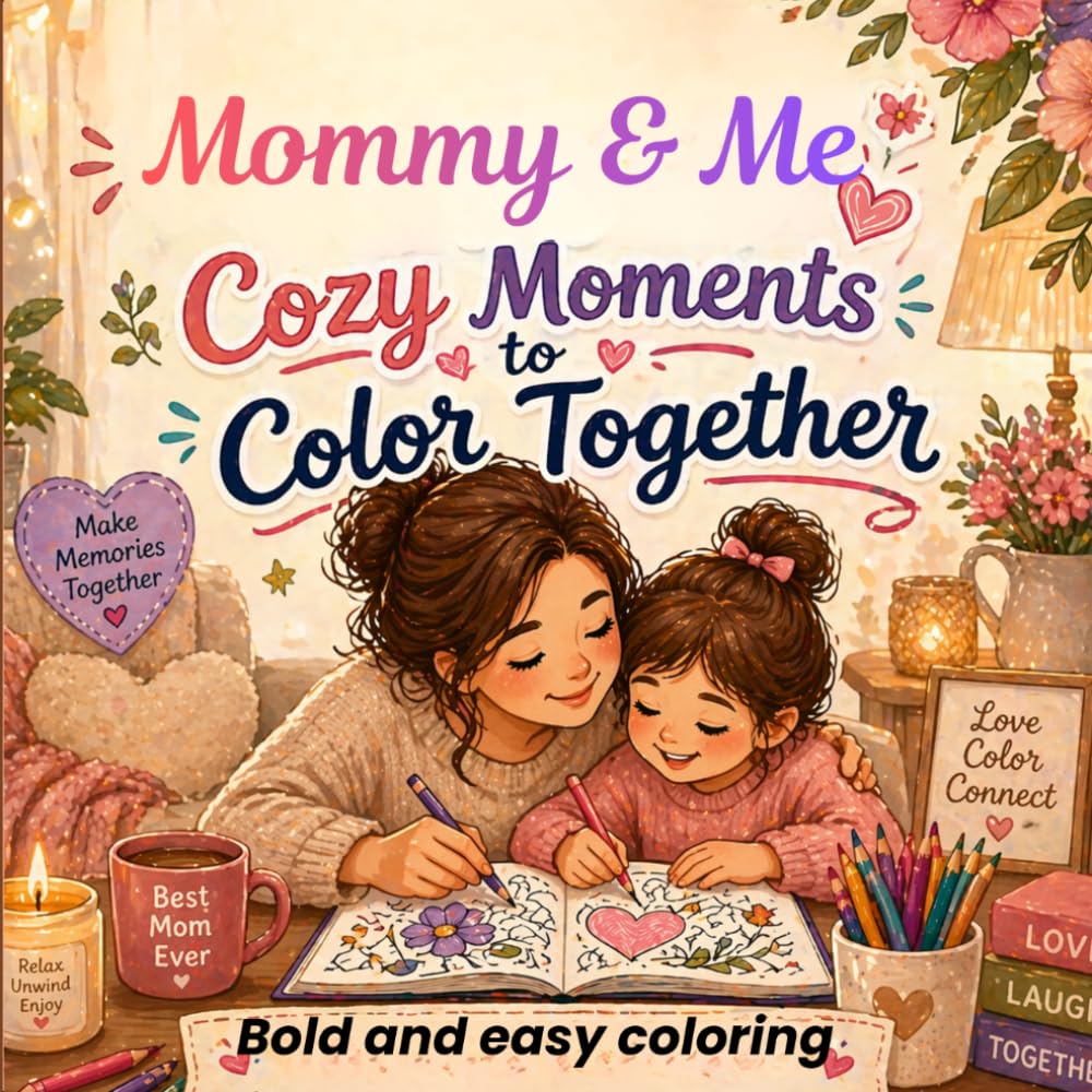 Mommy & Me: Cozy Moments to Color Together Coloring Book: A Mother’s Day Coloring Book for Kids with Bold & Easy Pages, Fun Activities & a Special Gift for Mom
