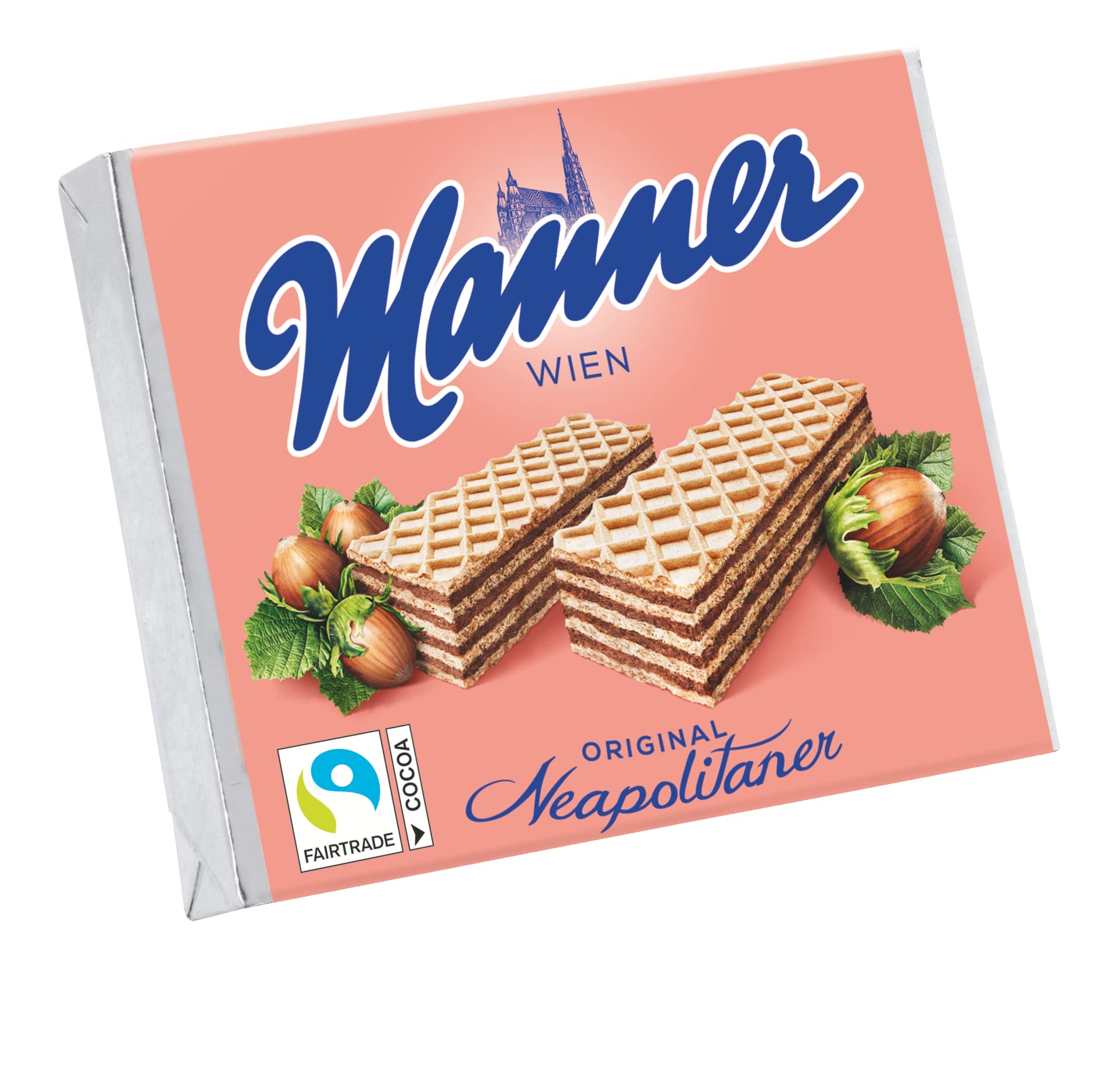 Manner WIEN Neapolitaner | gaufrettes croustillantes végétaliennes à la crème de noisette | paquet de 12 (12 x 75 g) (Lot de 2)