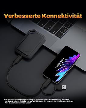 BIWIN Amber PR2000 Externe SSD (أسود 2 تيرابايت)