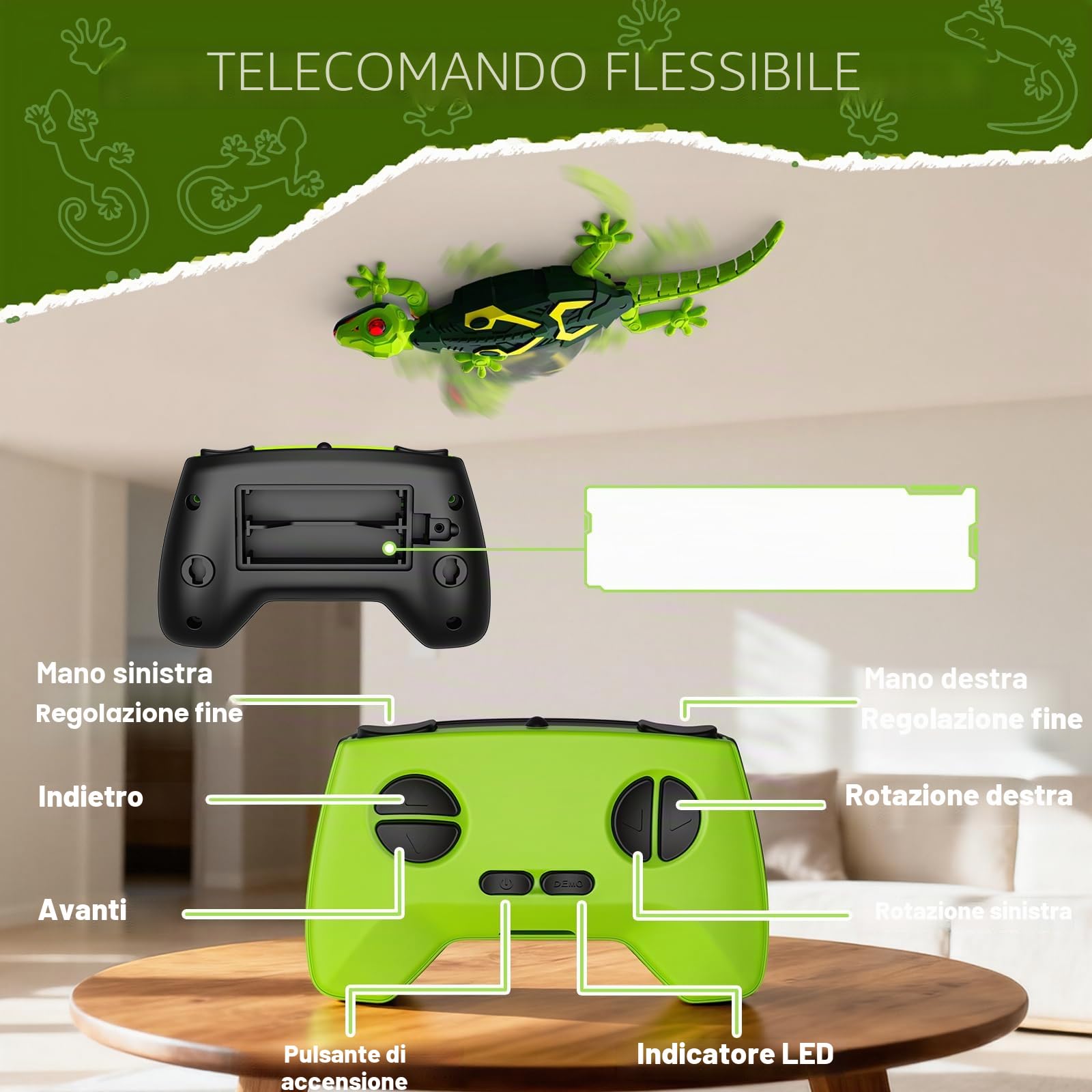 Macchina Arrampicata Geco Telecomandata, Giocattolo Lucertola Robotica Realistica, Adatto a Bambini dai 3 agli 8 Anni, Può Arrampicarsi sui Muri, Design Camaleonte, Regalo di Natale(Type-2)