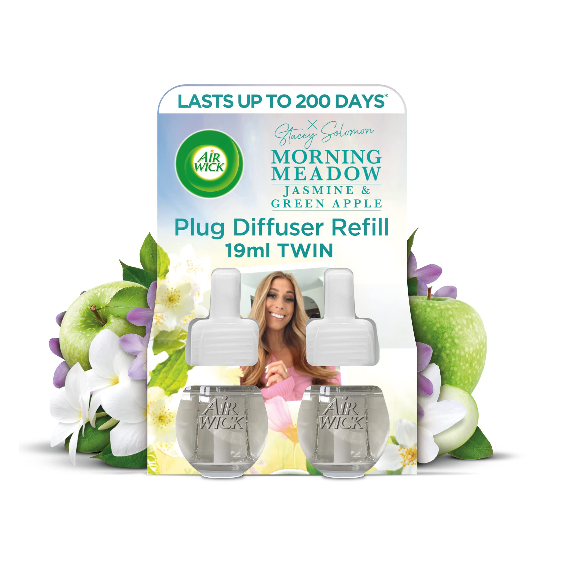 Air WickPlug in Diffuser Twin Refill, Morning Meadow, Pack 2 x 19ml, Long Lasting Fragrance, Lasts up to 200 days, Plug in Air freshener