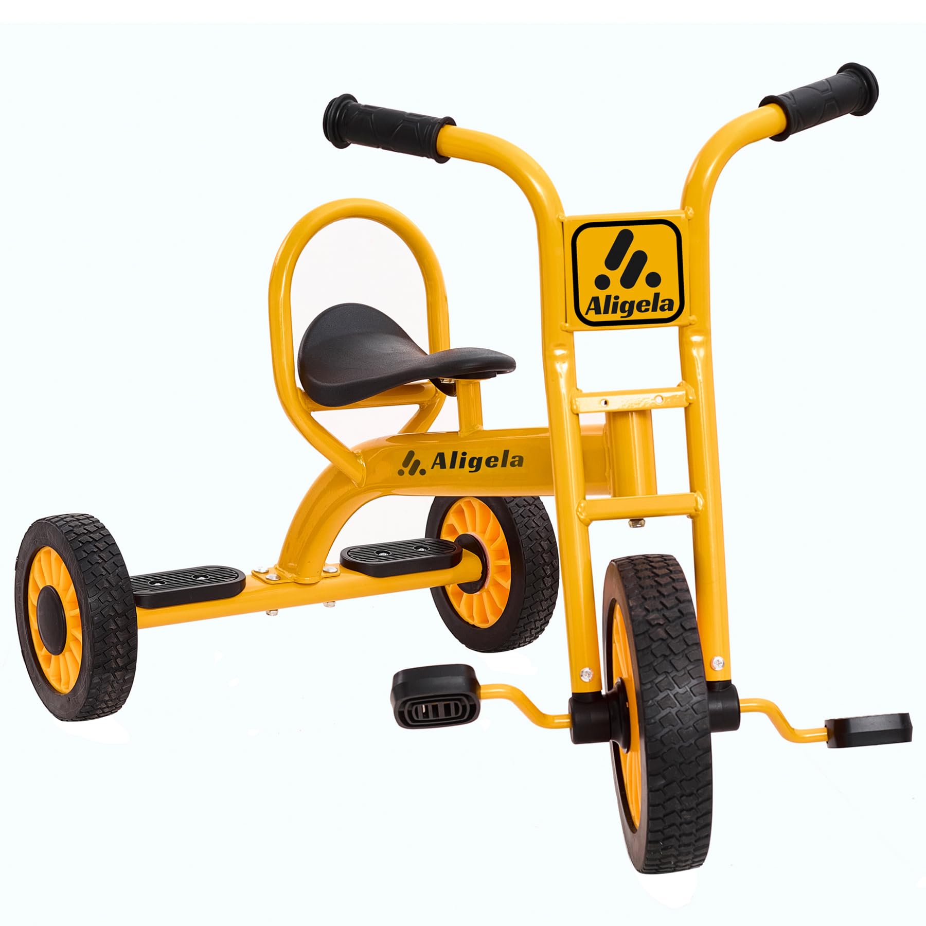 Aligela Tricycle For Kids Age 3 To 5,Preschool 3 Wheel Trikes For 3-5 Year Olds, Sturdy Carbon Metal Frame, Non-Slip Rubber Wheels, Heavy Duty Nursery Schools Outdoor Bicycle, Yellow