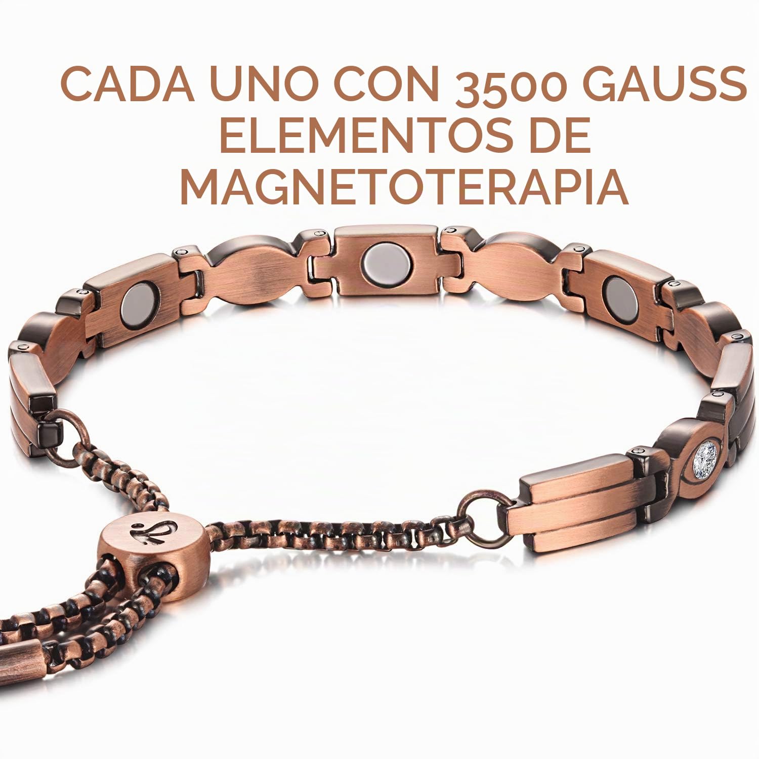 RainSo Fuerte pulsera magnética terapéutica para mujer de cobre, ideal como alivio del dolor,y síndrome del túnel carpiano, pulsera magnética de cobre (cristal de chispa), talla única, Cobre