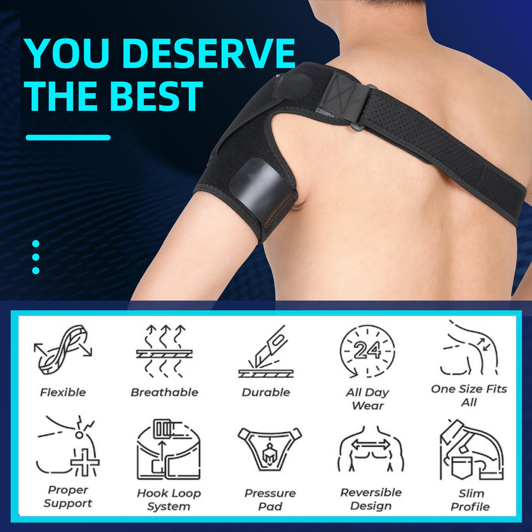 Ajoysoul Shoulder Brace for Women and Men, Recovery Compression Shoulder joint Support for AC Joint Pain, Arm Stability, Torn Rotator Cuff, Injuries - Black