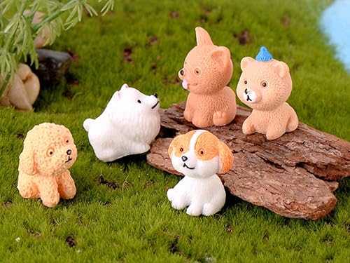 Miniatura 8 de Halloluck 12 piezas de bonita figura de perro en miniatura, personajes de perro, mini colección de figuras, adorno de pastel de perro, plantas,