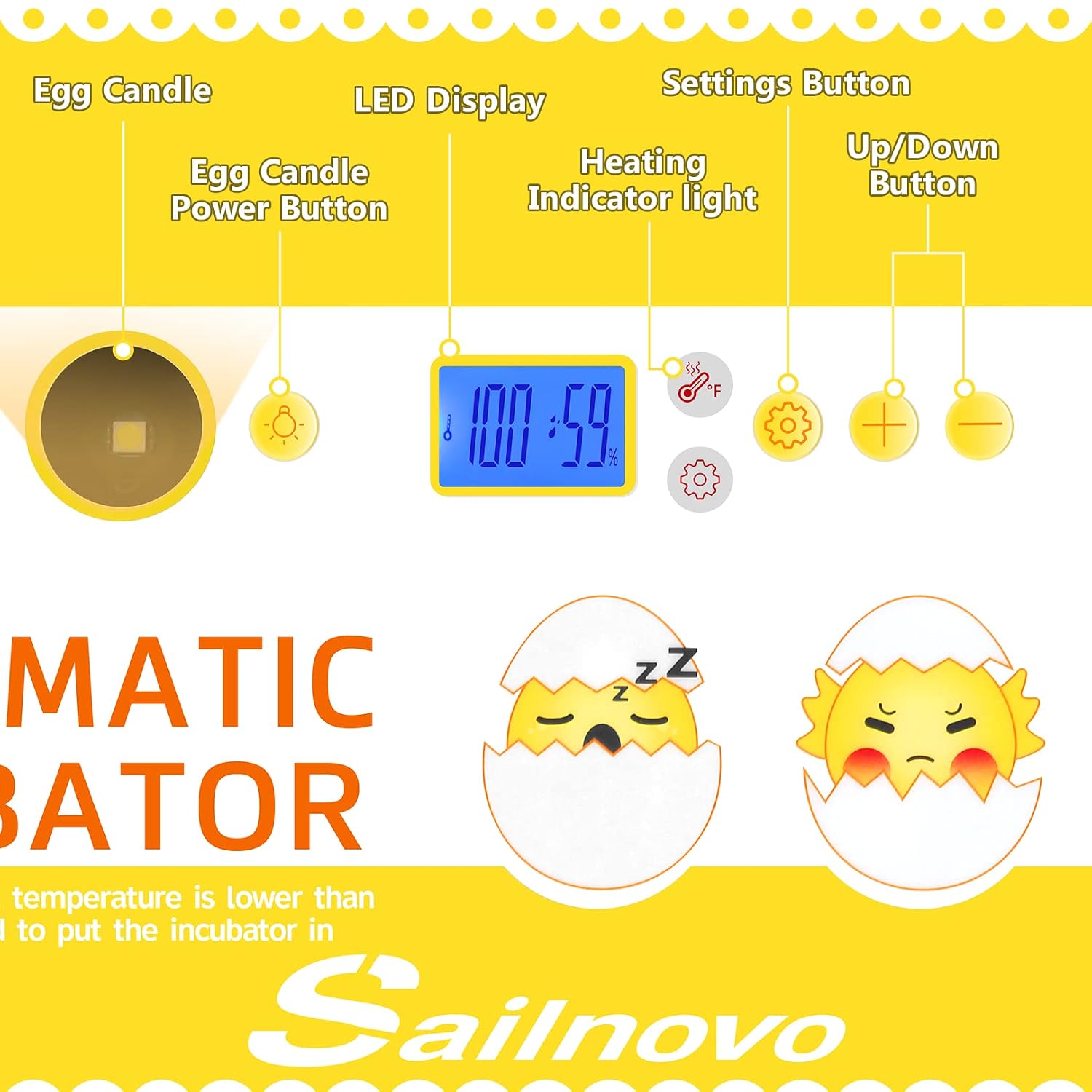 Egg Incubator, 20 Eggs Poultry Hatcher with Auto Egg Turn & Temp Control & Led Candler, Automatic Digital Poultry Hatching Machine for Chicken, Duck, Quail, Goose Eggs
