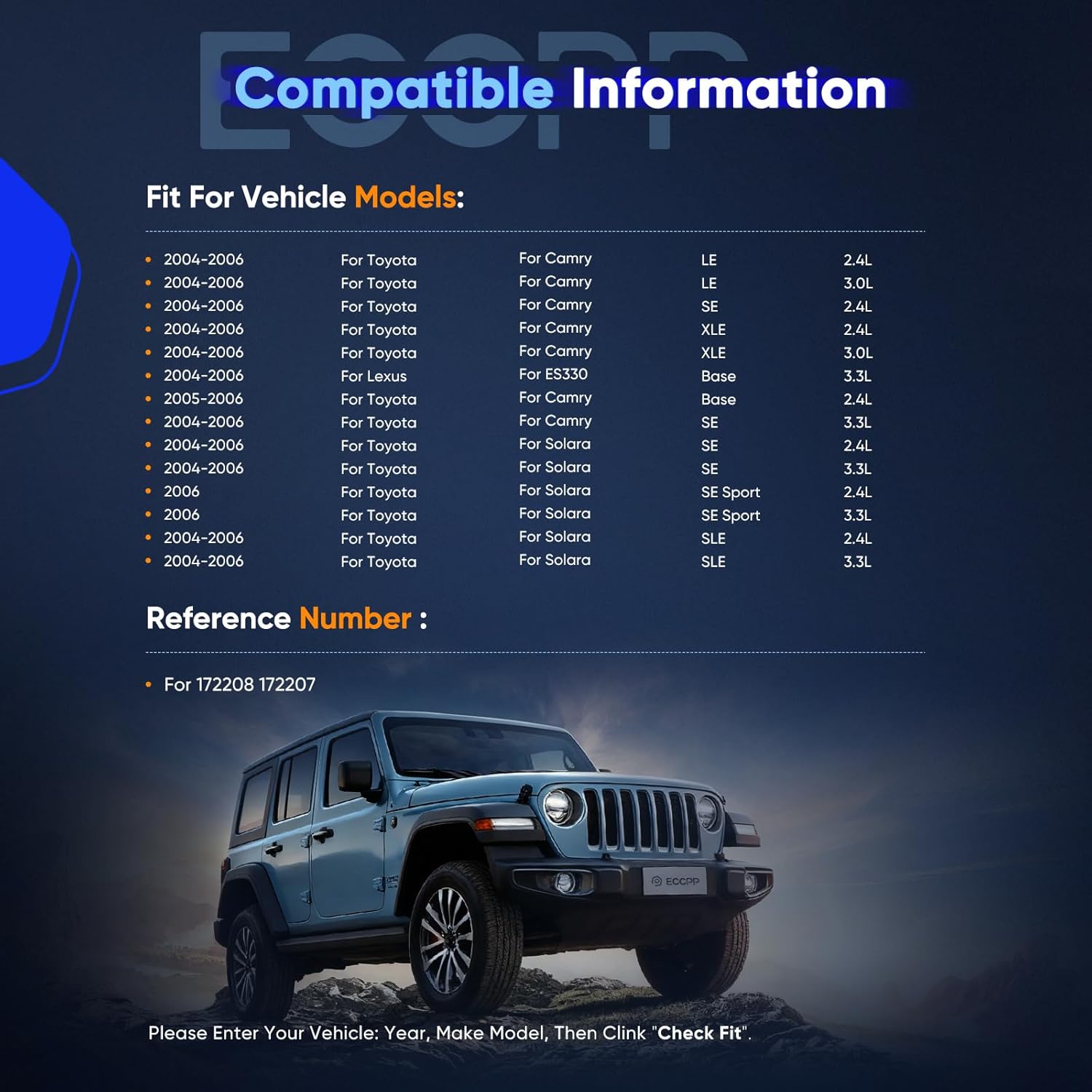 ECCPP Complete Struts Spring Assembly Rear Struts Shock Absorber FWD Fit for 2004-2006 for Toyota Camry,2004-2006 for Lexus Es330, 2004-2006 for Toyota Solara Set of 2