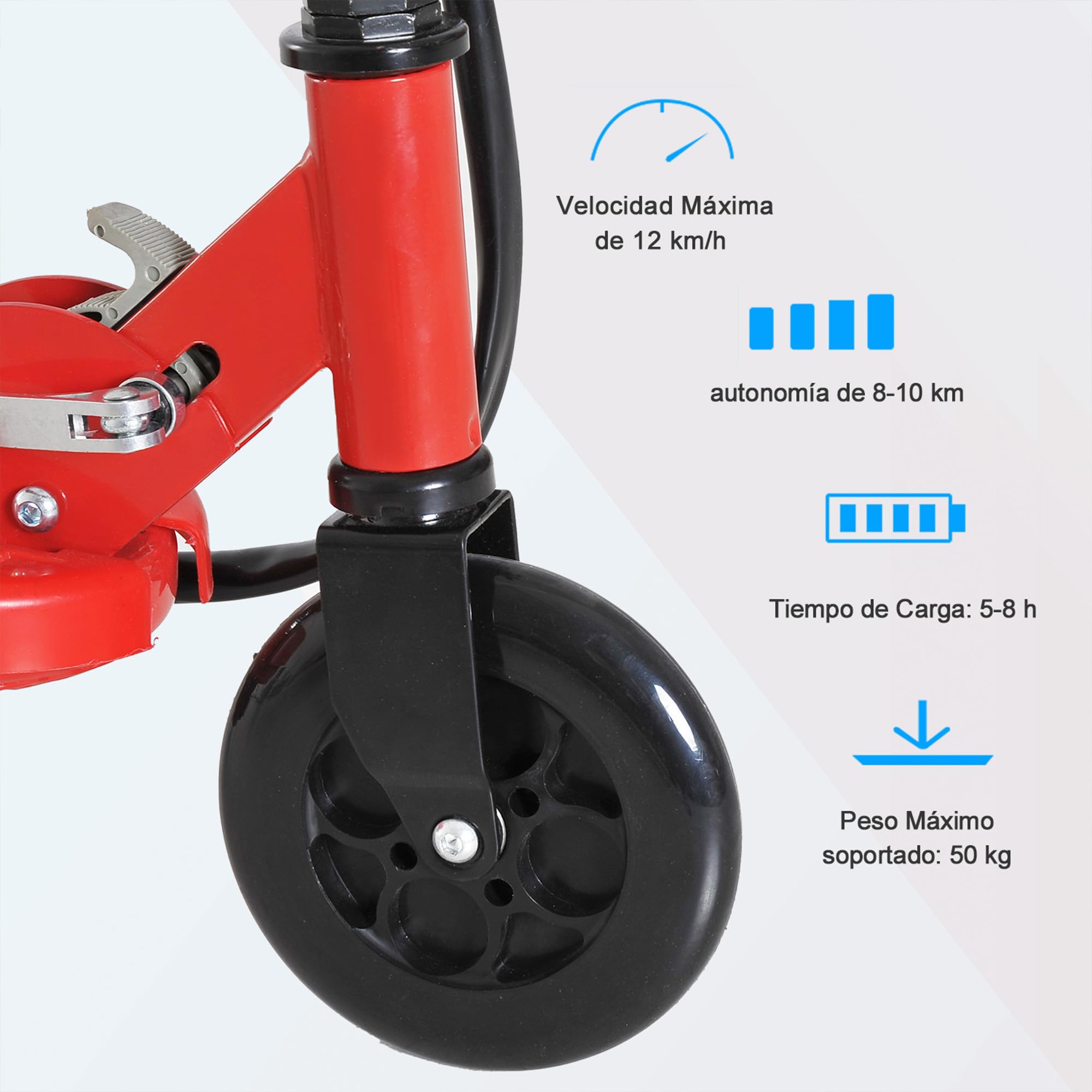 HOMCOM Patinete Eléctrico Plegable +7 Años 24V Altura Ajustable Negro | para Niños, Scooter, Batería Recargable, Velocidad hasta 12 km/h, Freno, Carga 50 kg, 74x36x82,5-92,5 cm