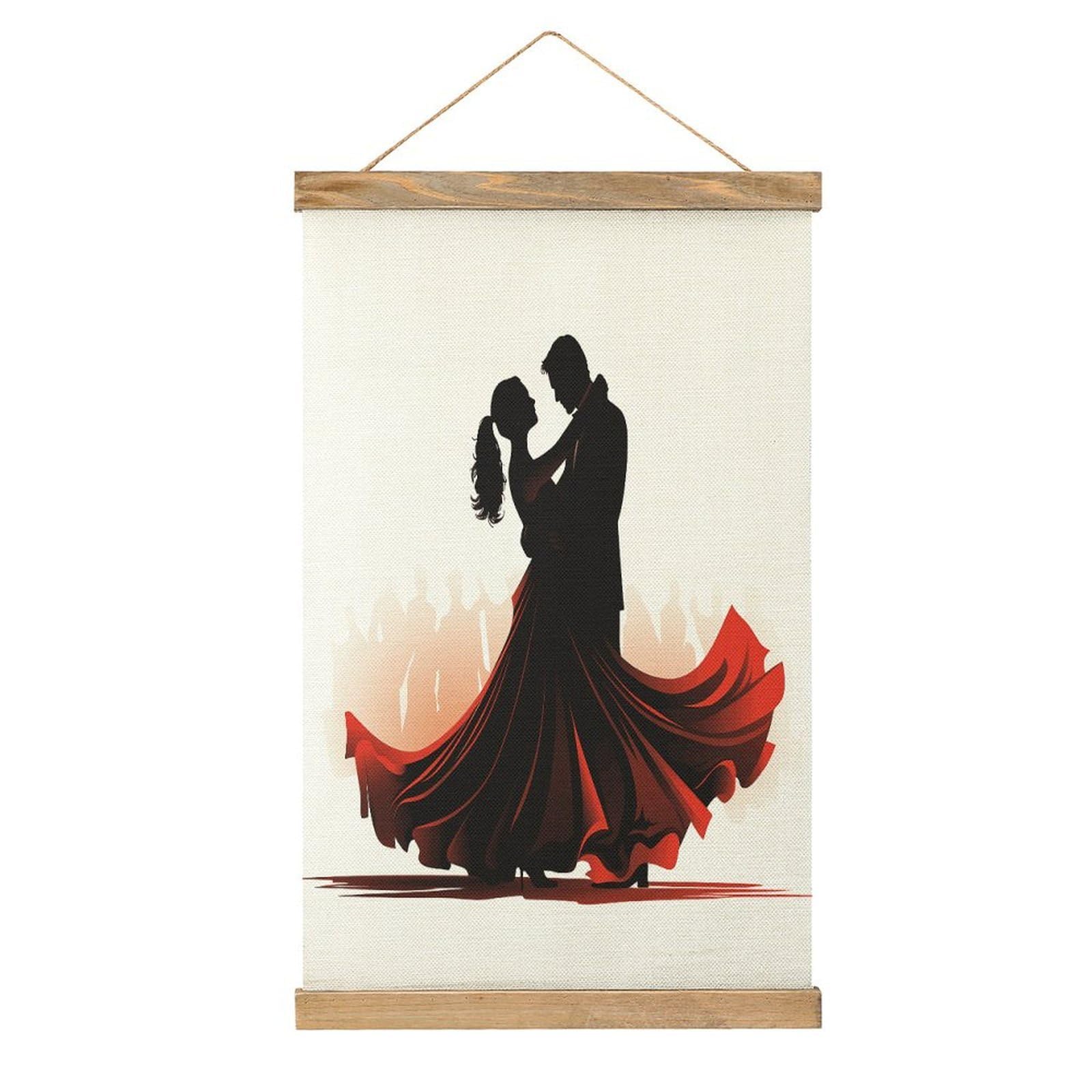JTREHY Ballroom Dance Linen Hanging Painting Vintage Poster Wall Art Prints Personality Style Wall Hanging Poster for Living Room Office Bedroom Decor Frame 13.2 X 20.47 Inch