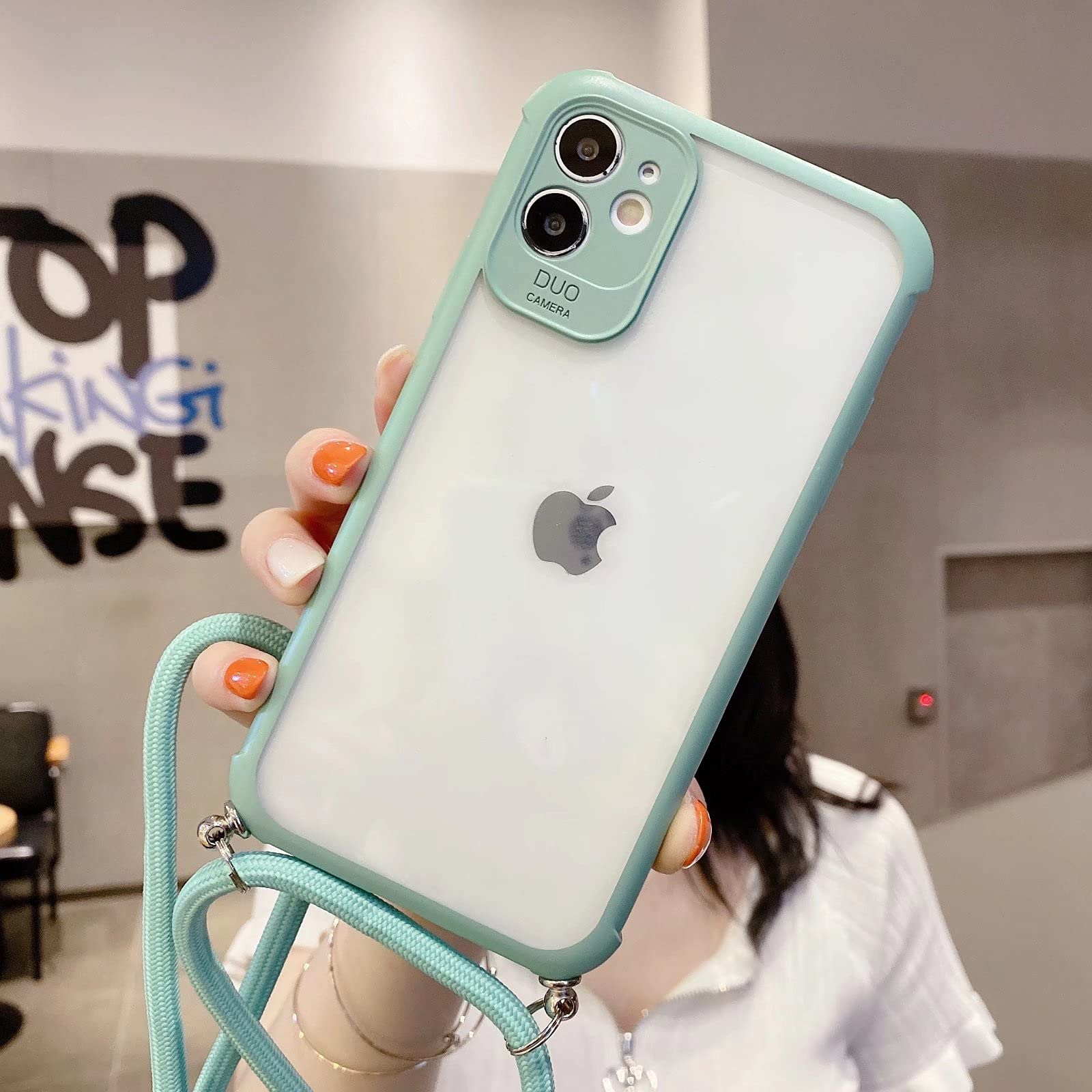 Emlivi Custodia per iPhone 13 Pro Max per cellulare per smartphone con tracolla in nylon, in