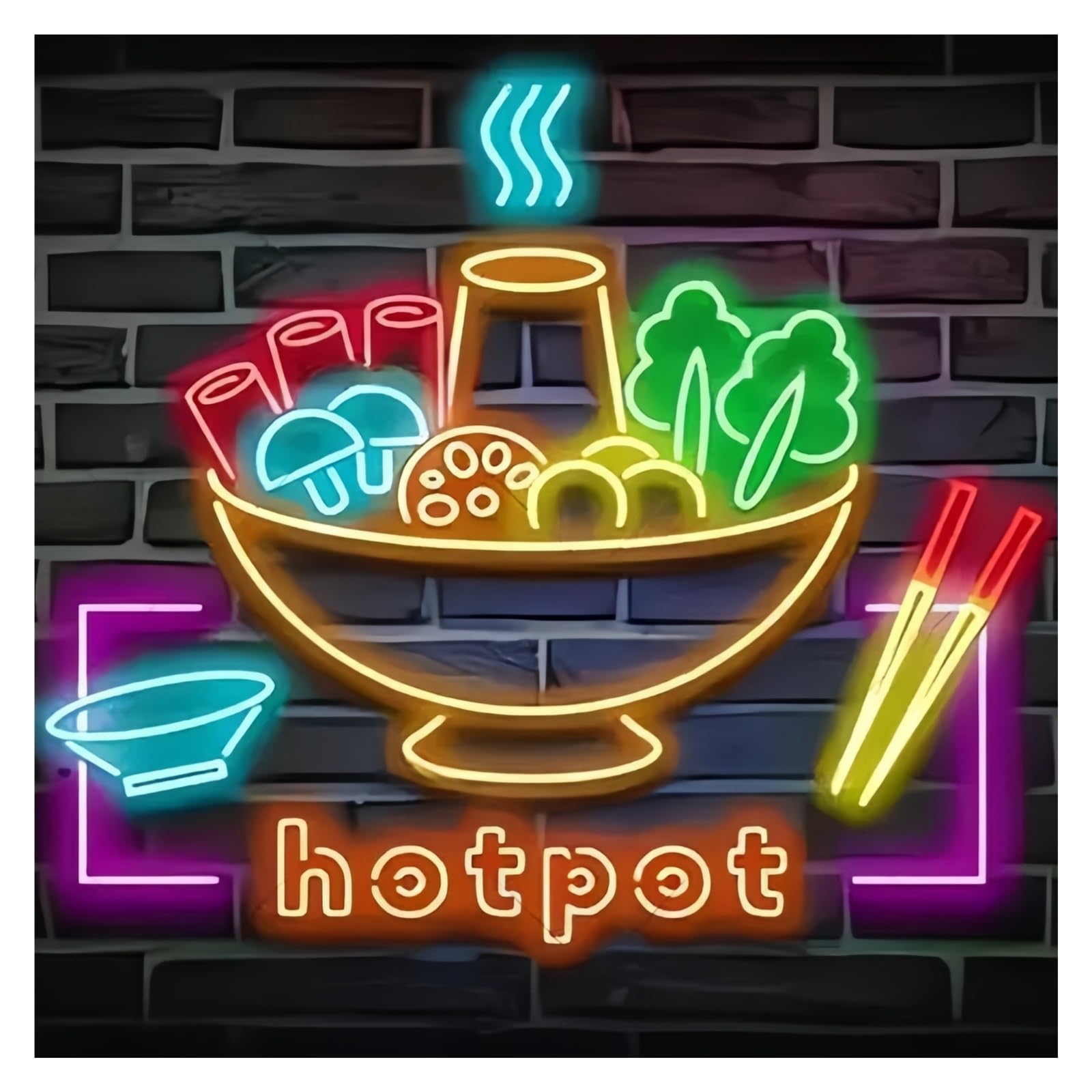 LEMST Signs Lamp Hotpot Neon Sign USB Powered Adjustable Brightness Neon Lights for Restaurant Wall Decoration 20cmx30cm
