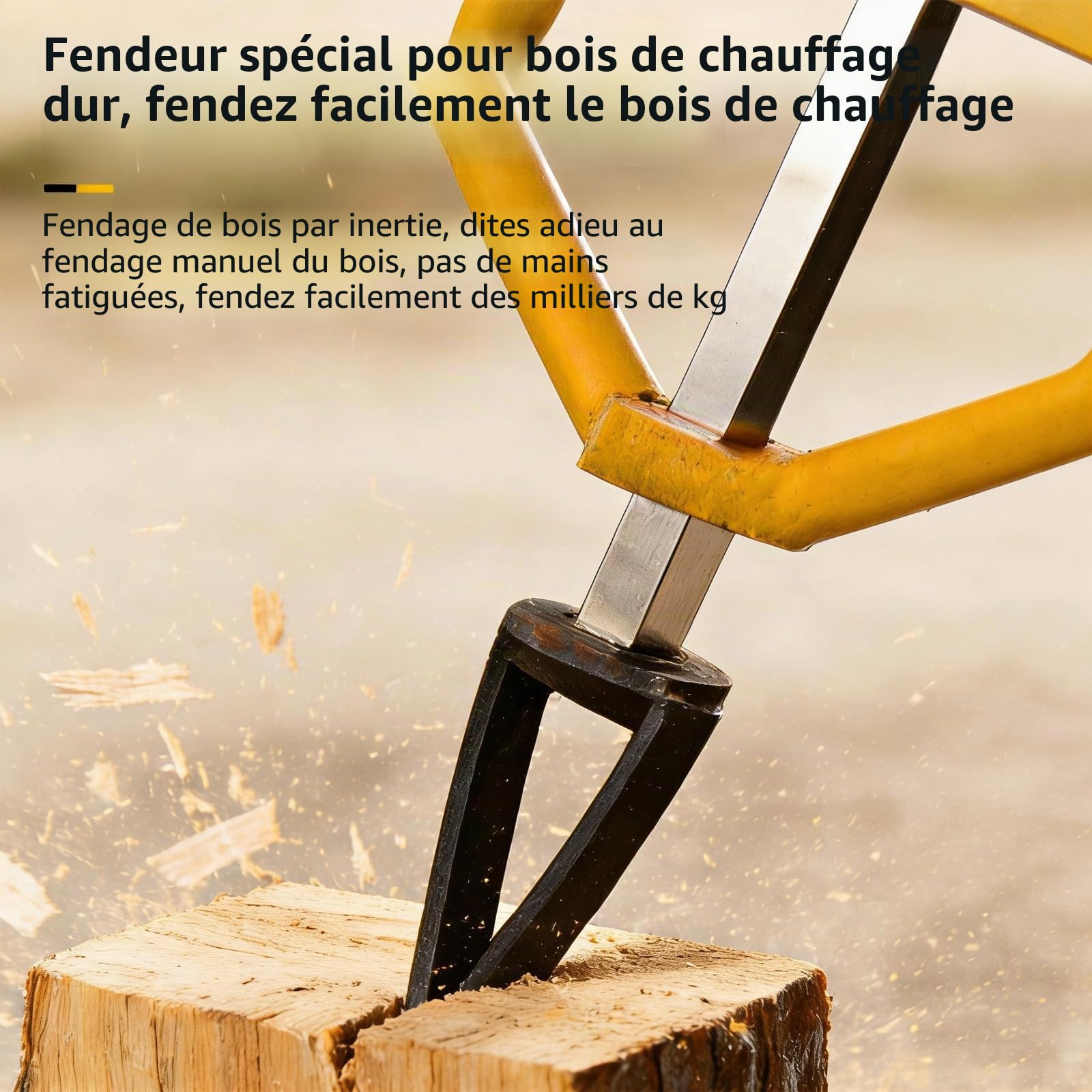 Fendeuse à bois manuelle – Outil portable robuste pour fendre rapidement et facilement les bûches, idéal pour le bois de chauffage, les feux de camp et une utilisation en extérieur