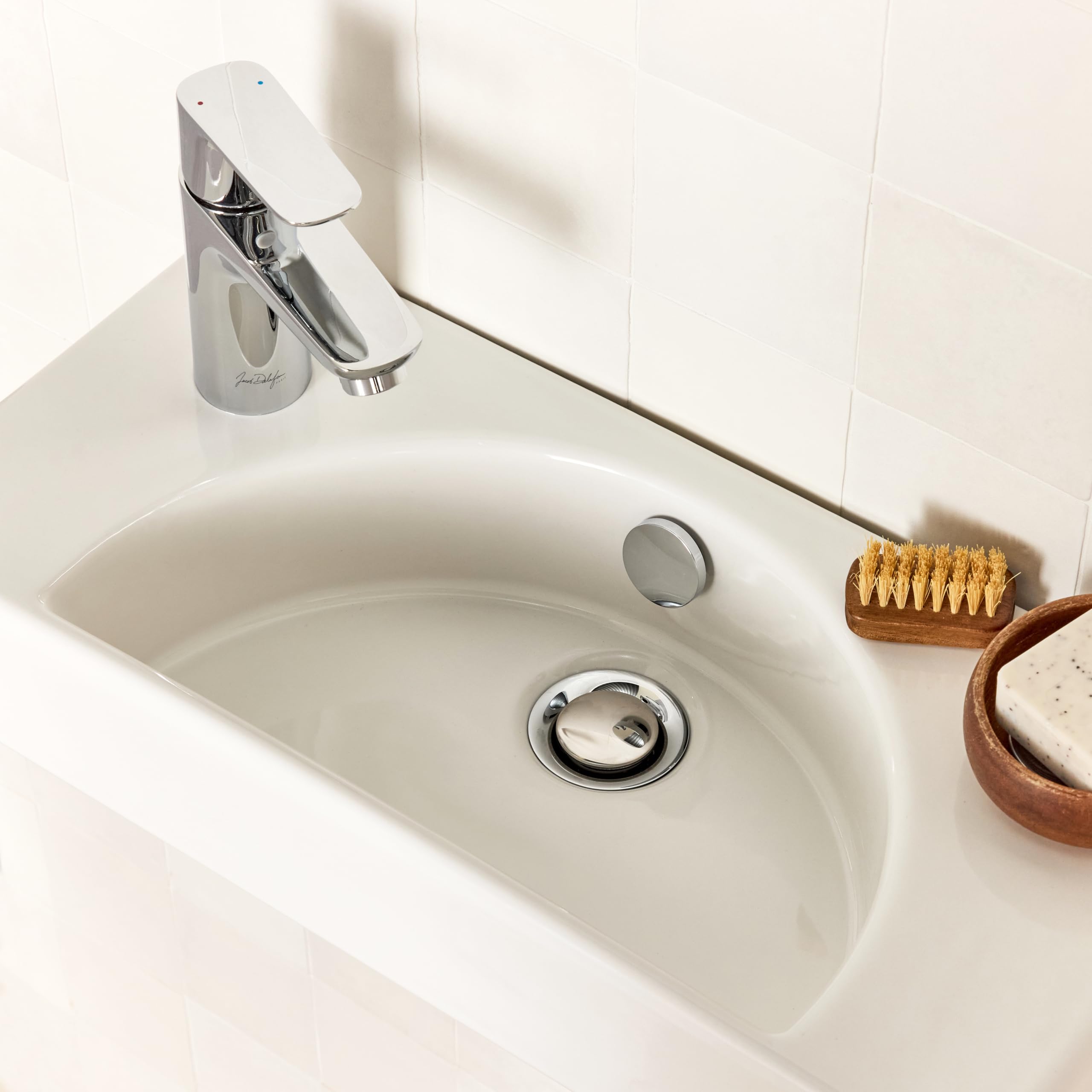 Lavabo in ceramica 50 cm JACOB DELAFON Foro per rubinetteria a sinistra Facile pulizia e manutenzione ODÉON RIVE GAUCHE EGO112-55-00