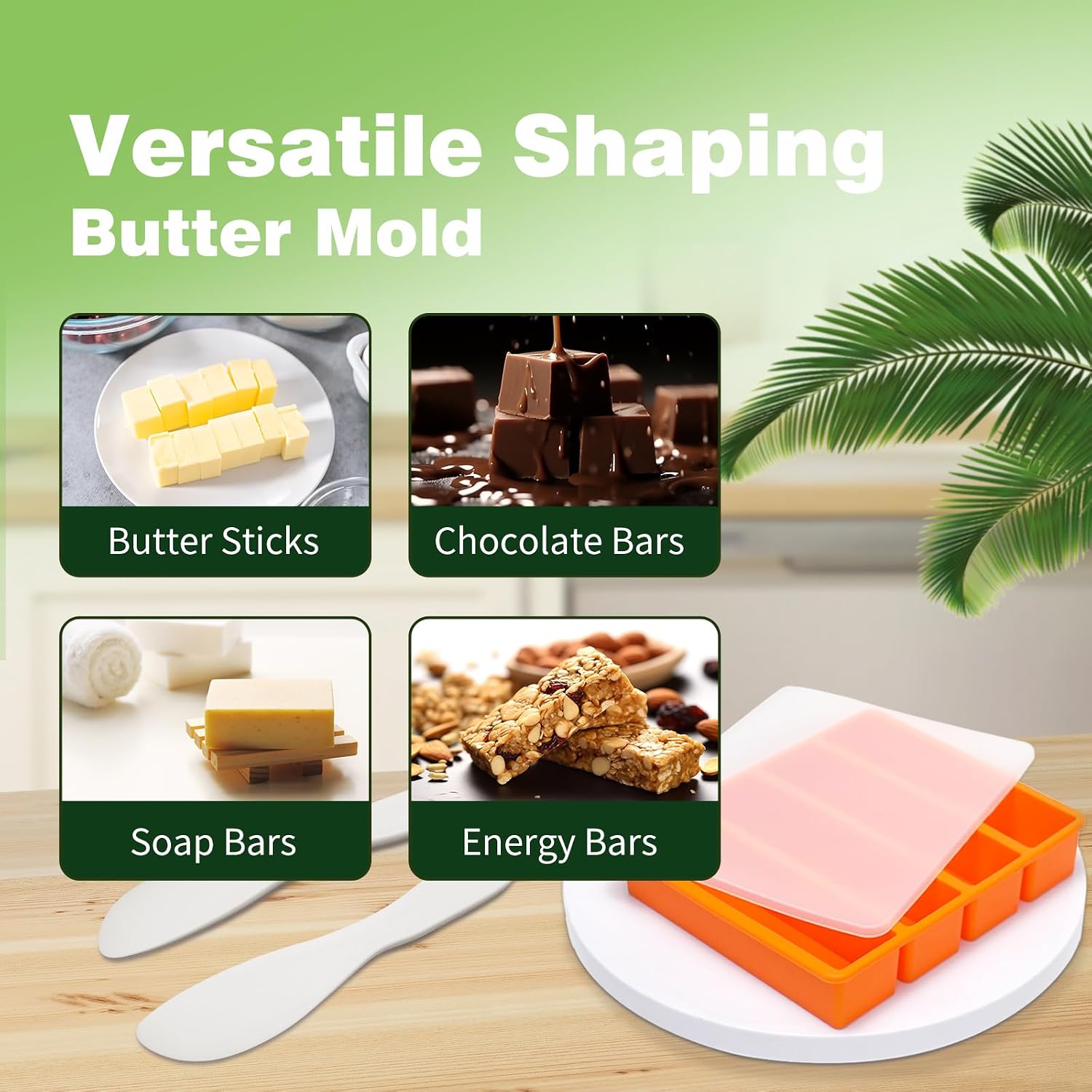 Silicone Butter Molds with Lid & Spatulas, Large Cavity for Butter Making