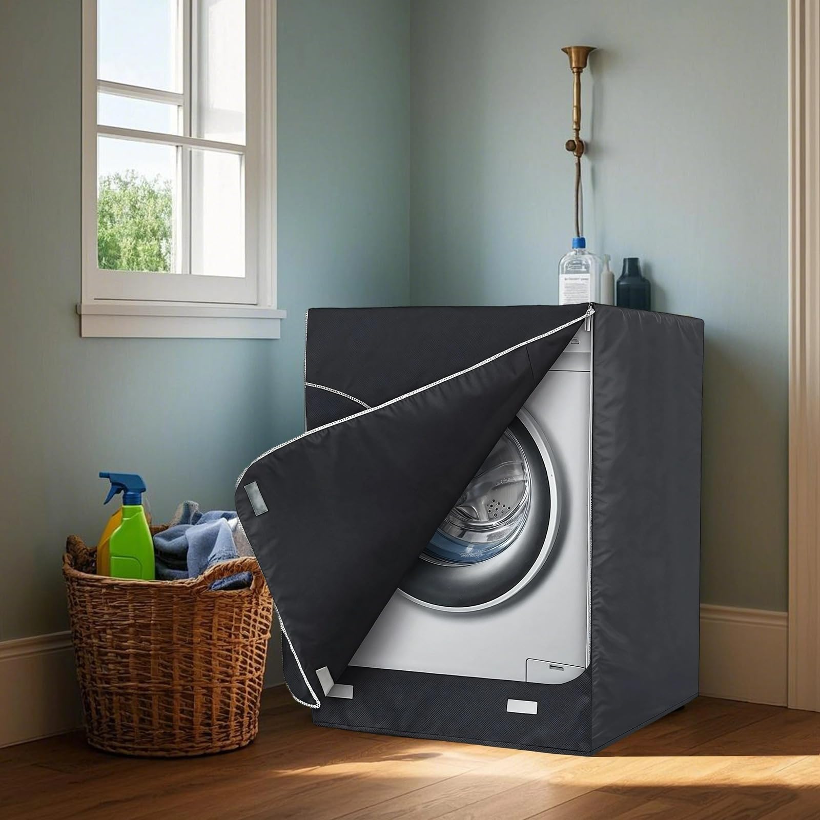 Copertura impermeabile per lavatrice per esterni, resistente, in tessuto Oxford con aperture con cerniera, 83 x 68 x 99 cm, protezione da polvere e umidità