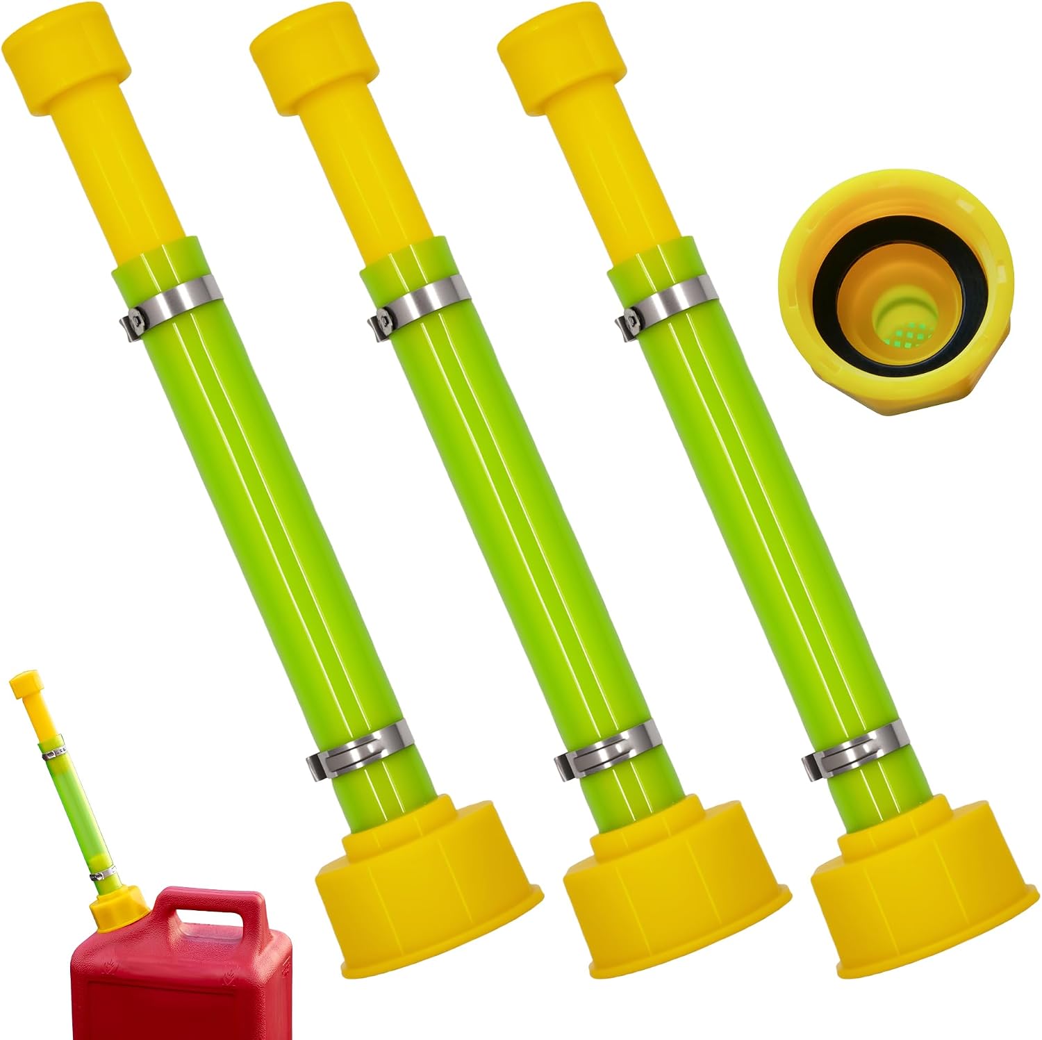 3 PCS 10'' Gas Can Spout Replacement Compatible with Midwest Scepter Gas Cans Fit for 1/2/5/10 Gallon Fuel Jugs with 1-3/4" Openings 1.75"-1.8" Threads Mouth, Anti-Spill Gas Can Nozzle